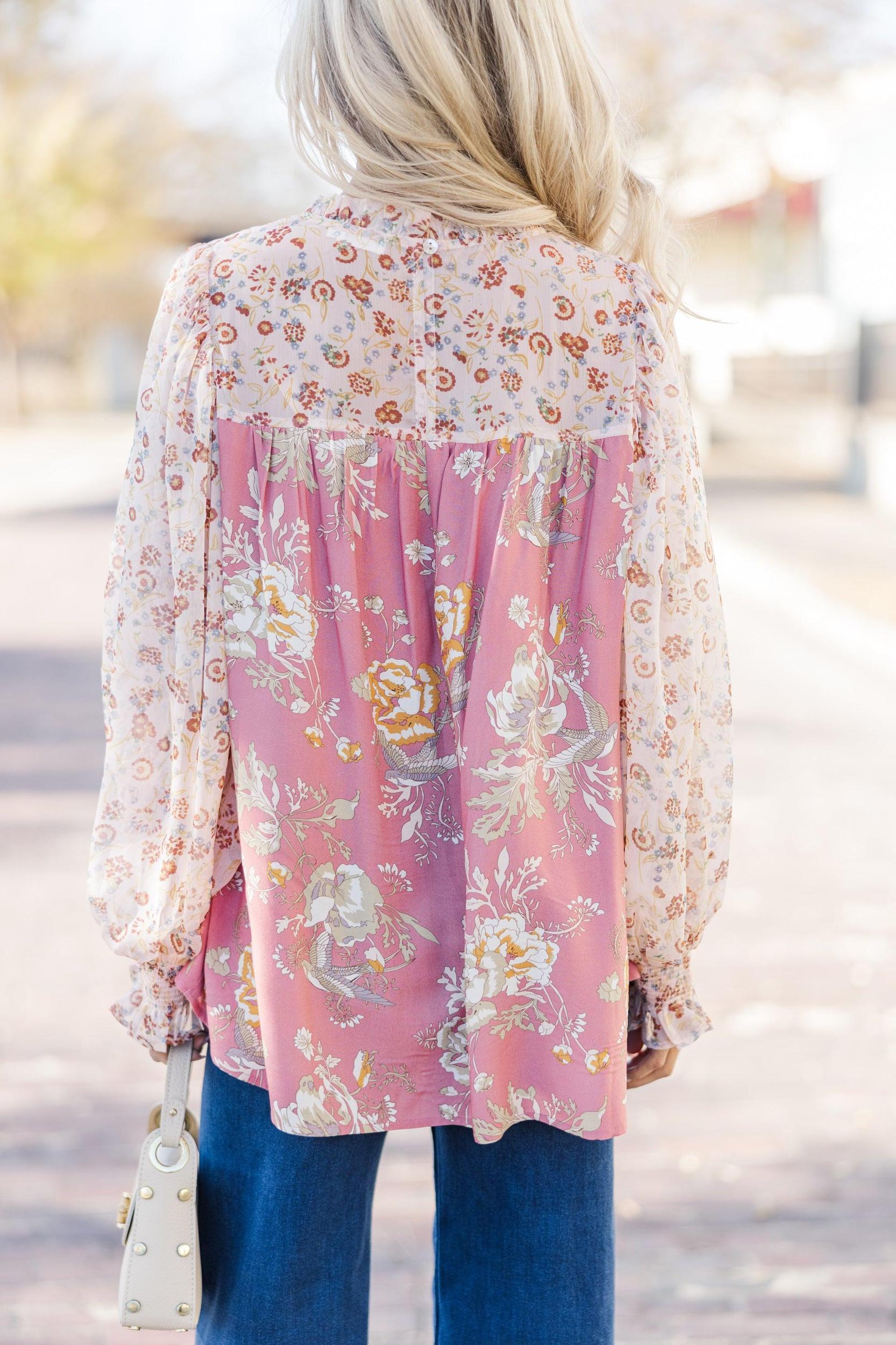 Making Moves Mauve Pink Floral Blouse Female Product Image