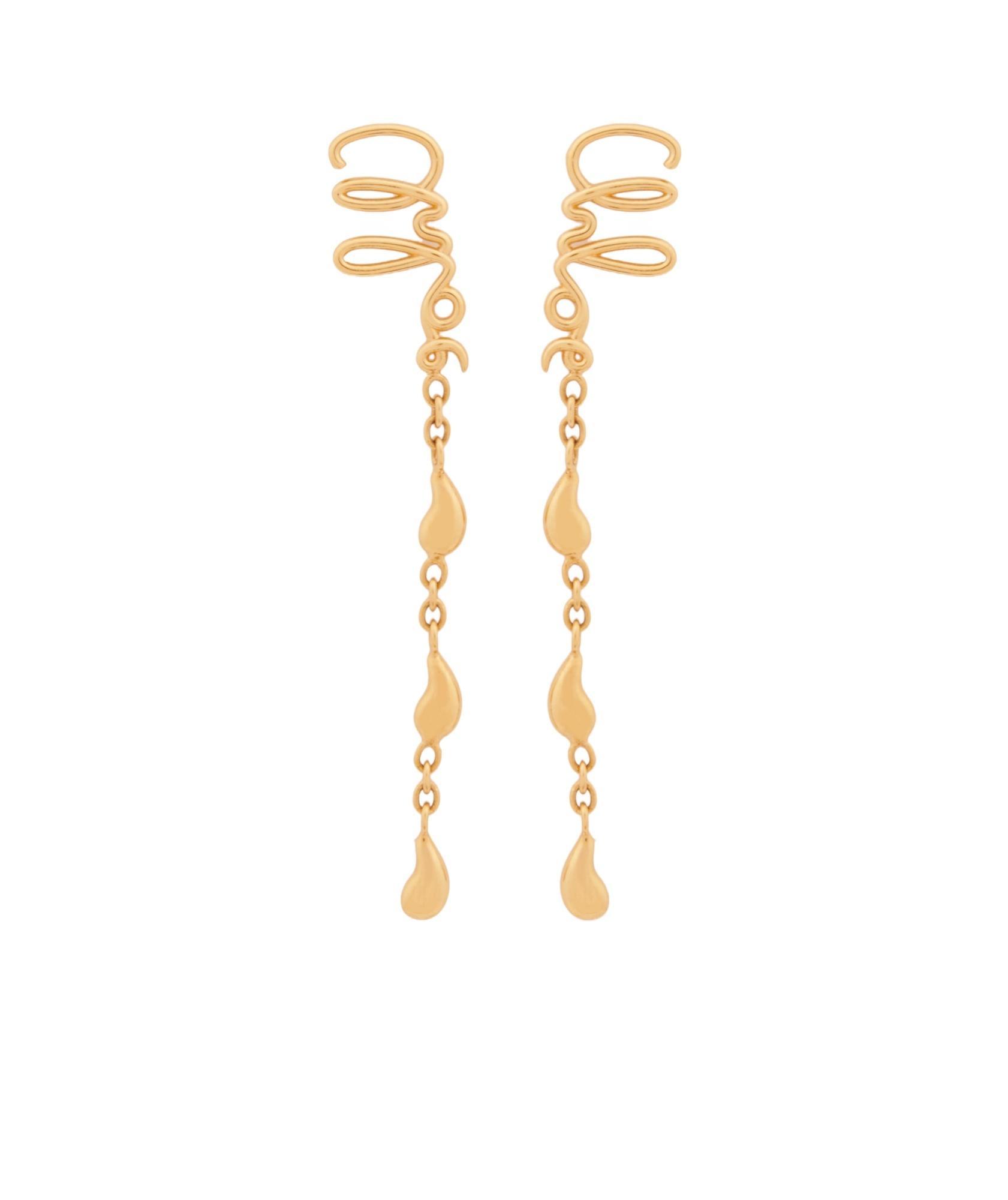 CHLOÉ Iconic Signature Dangling Earrings In Gold Product Image