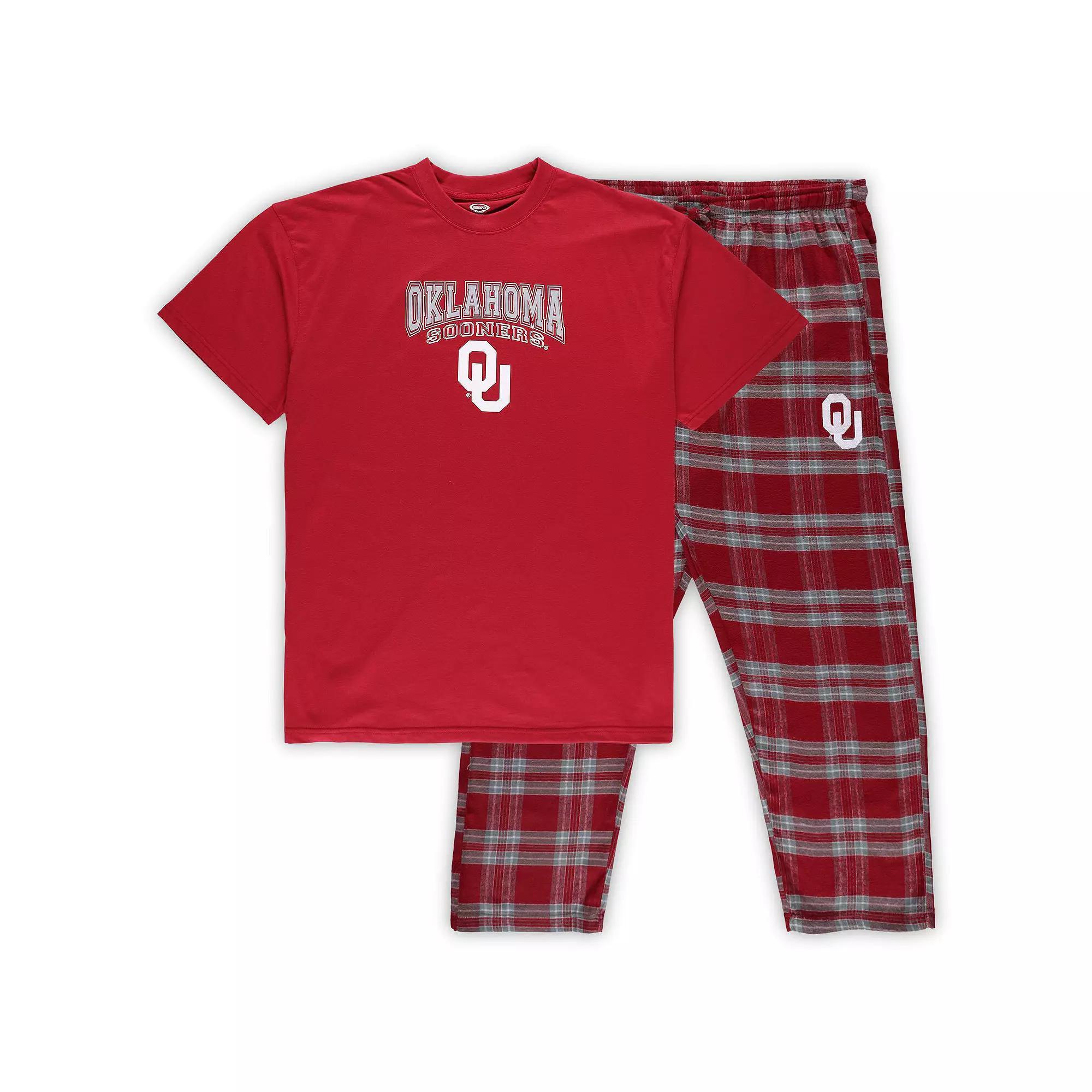 Men's Profile Crimson/Gray Oklahoma Sooners Big & Tall 2-Pack T-Shirt & Flannel Pants Set, Size: XLT, Red Product Image