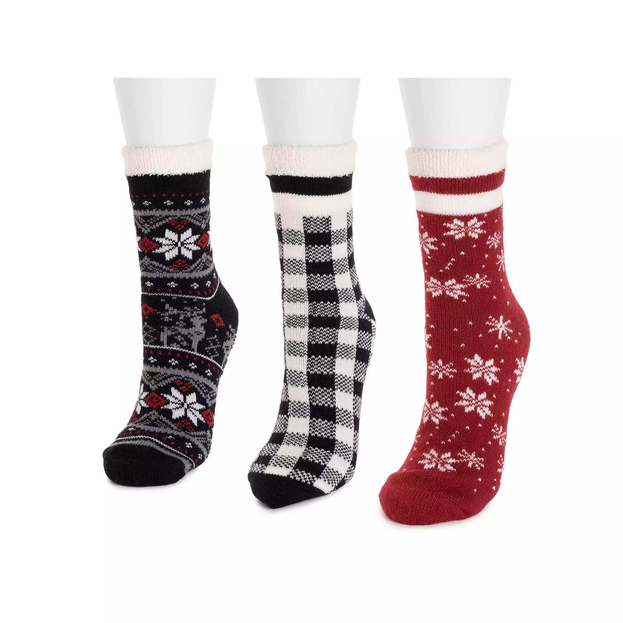 Women's MUK LUKS 3-Pair 2 Layer Quarter Socks, Red Ebony Product Image