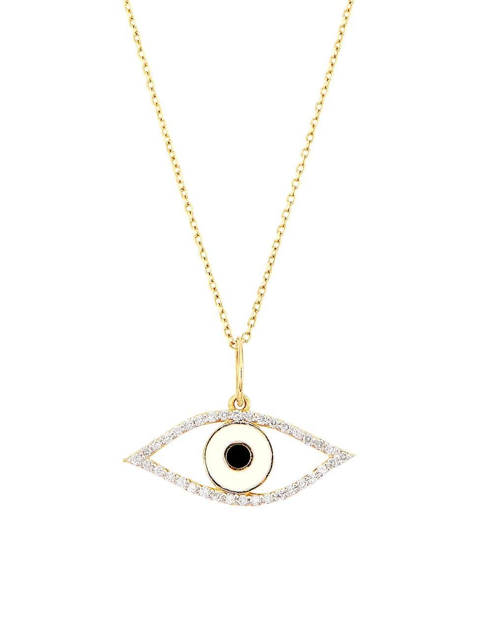 Womens Eye Of Protection 14K Yellow Gold, Enamel & Diamond Necklace Product Image