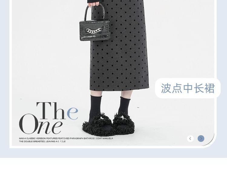 High Rise Dotted Midi A-Line Skirt Product Image