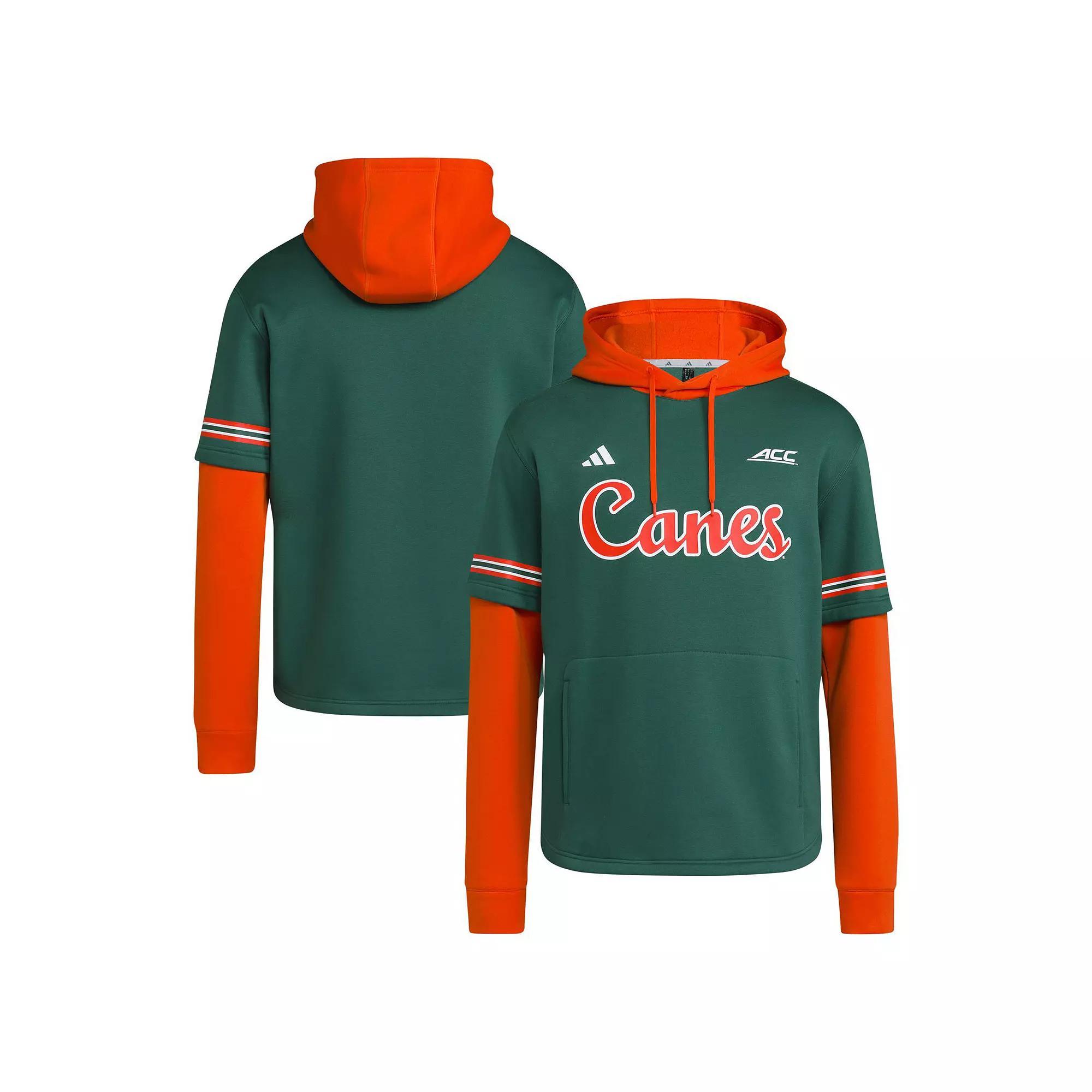 Men's adidas  Green Miami Hurricanes Pullover Baseball Jersey Hoodie, Size: Medium Product Image