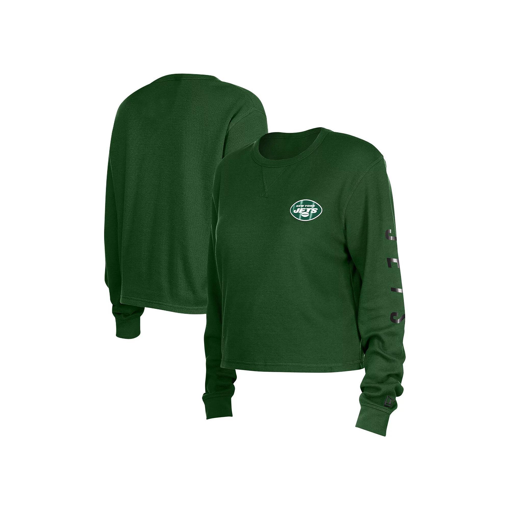 Women's New Era  Green New York Jets Thermal Crop Long Sleeve T-Shirt, Size: Large Product Image