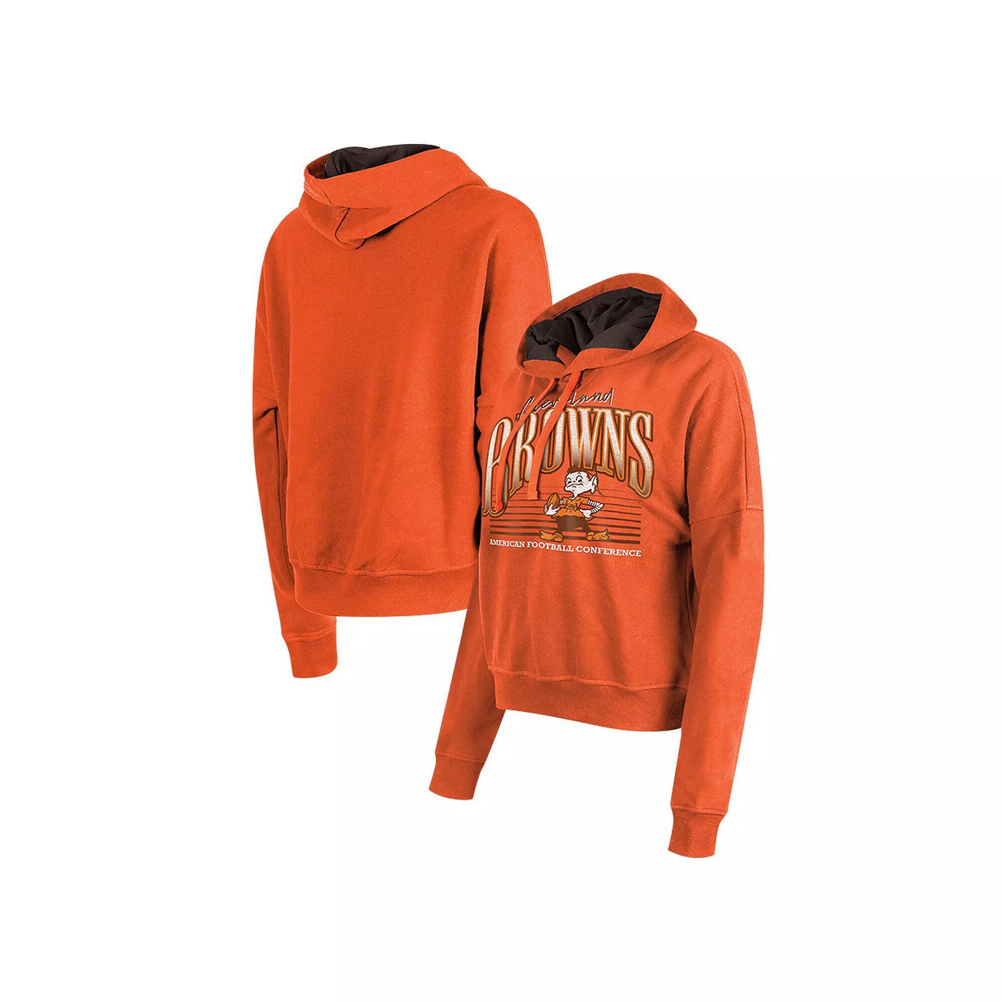 Women's New Era Orange Cleveland Browns Throwback Boxy Pullover Hoodie, Size: XL Product Image