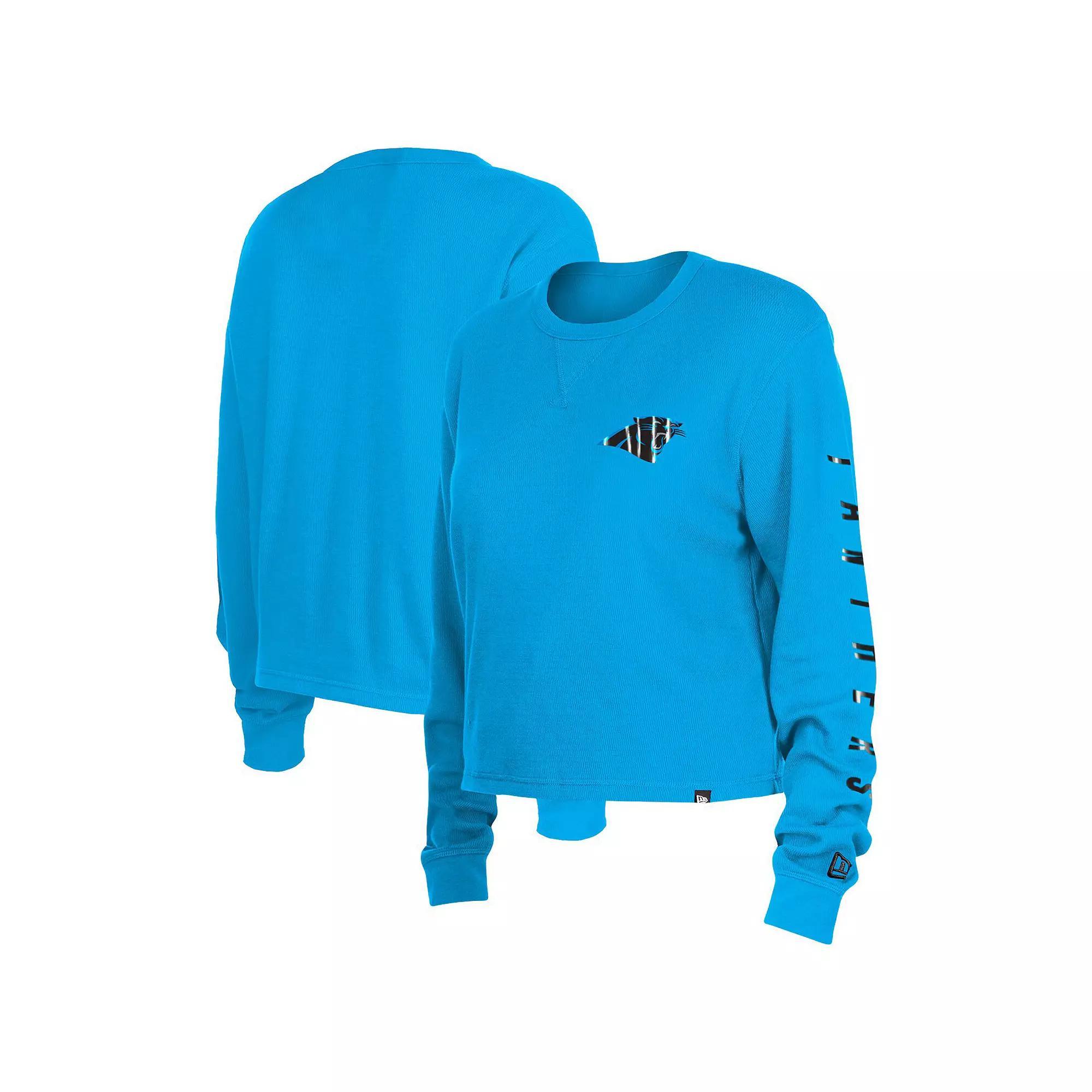 Women's New Era  Blue Carolina Panthers Thermal Crop Long Sleeve T-Shirt, Size: XL Product Image