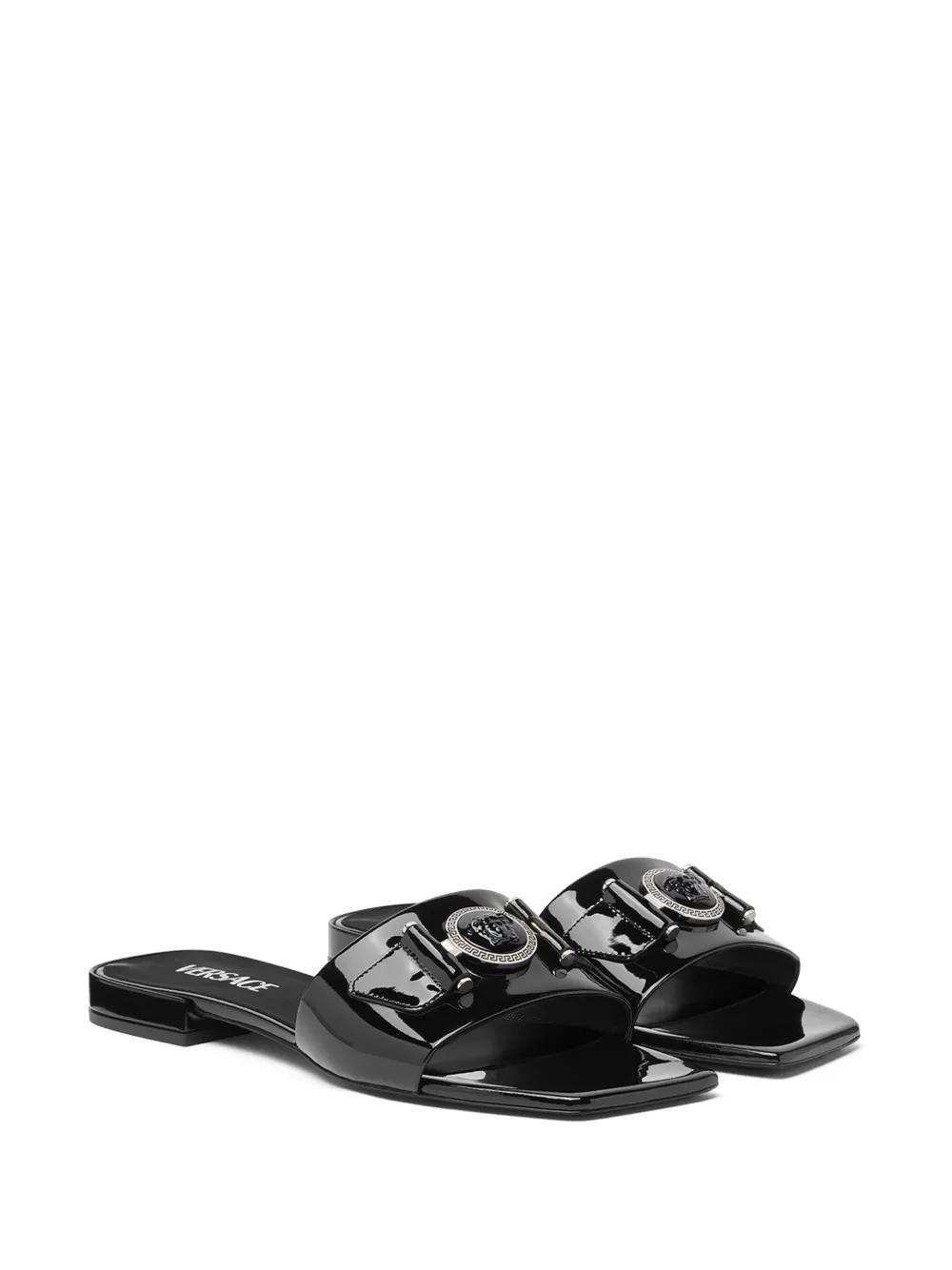 Medusa patent-finish leather sandals Product Image