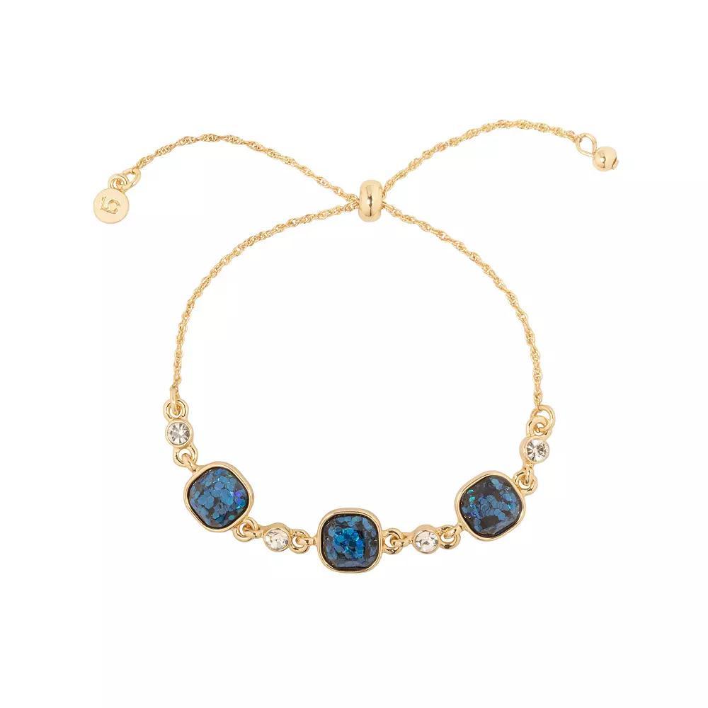 LC Lauren Conrad Gold Tone Emerald-Cut Pull-Tie Bracelet, Women's, Blue Product Image