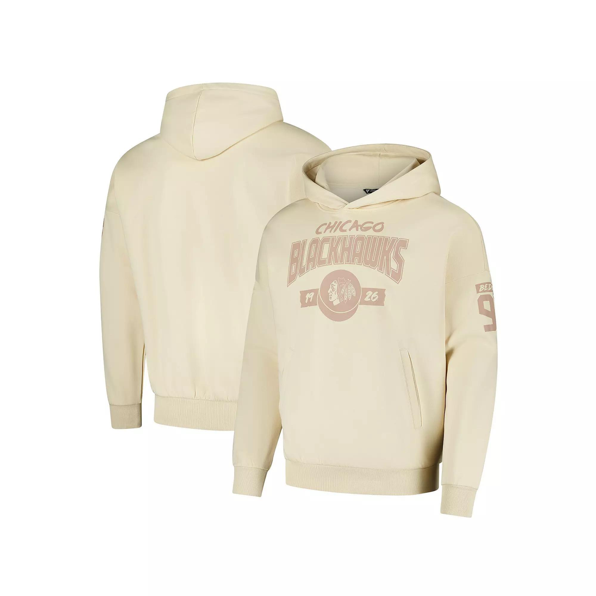 Men's Levelwear Connor Bedard Khaki Chicago Blackhawks Contact Name & Number Hoodie, Size: XL, Beig K Product Image