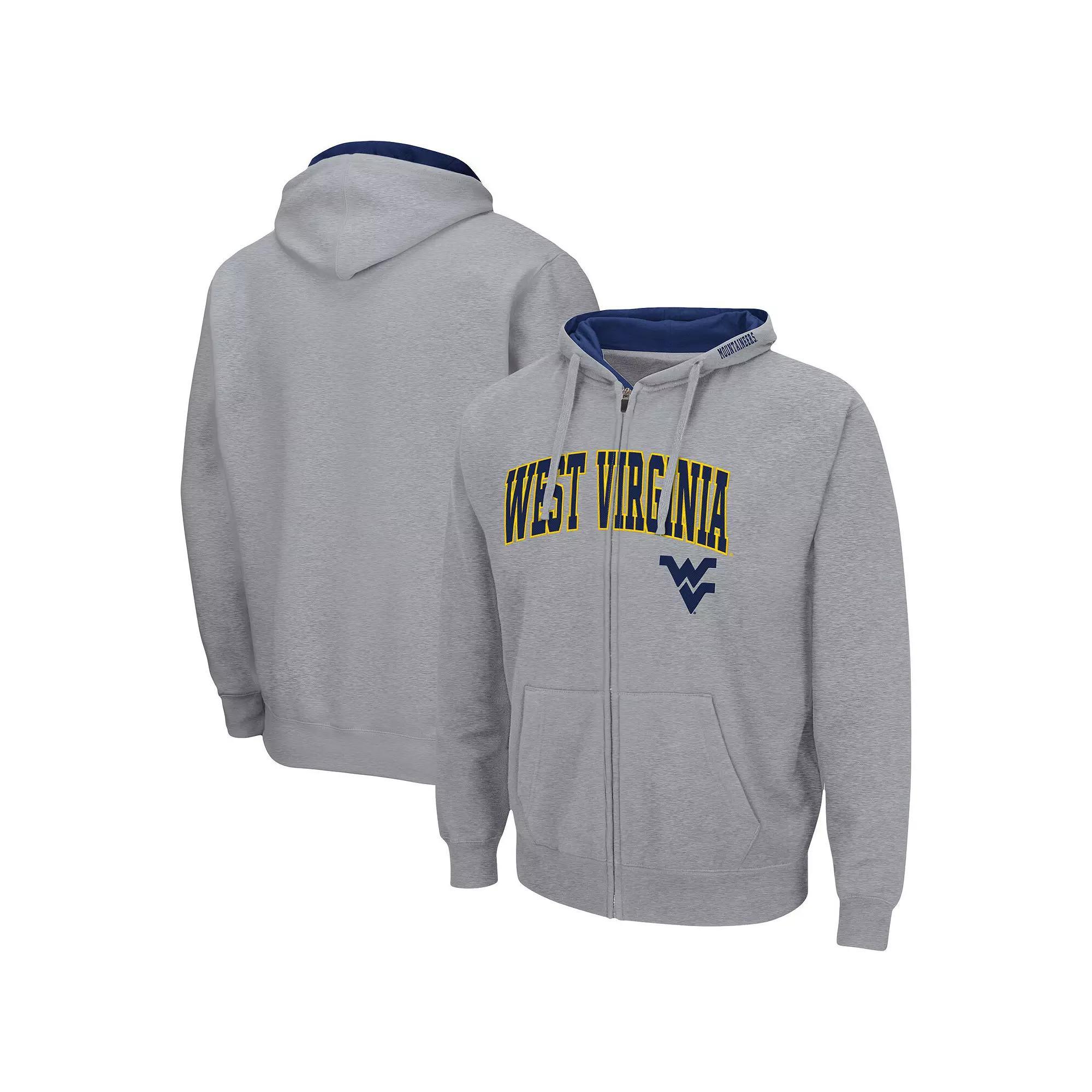 Men's Colosseum Heathered Gray West Virginia Mountaineers Arch & Logo 3.0 Full-Zip Hoodie, Size: 2XL, Grey Product Image