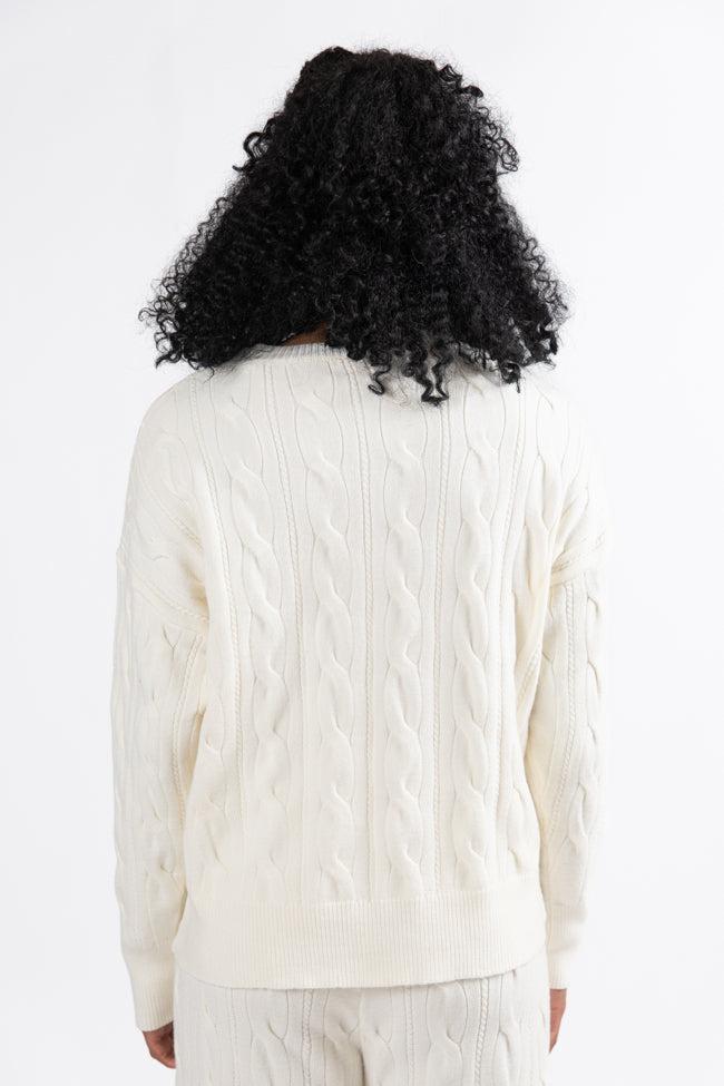 Forever Winter Ivory Cable Knit Sweater Lounge Top Macy Blackwell X Pink Lily FINAL SALE Product Image