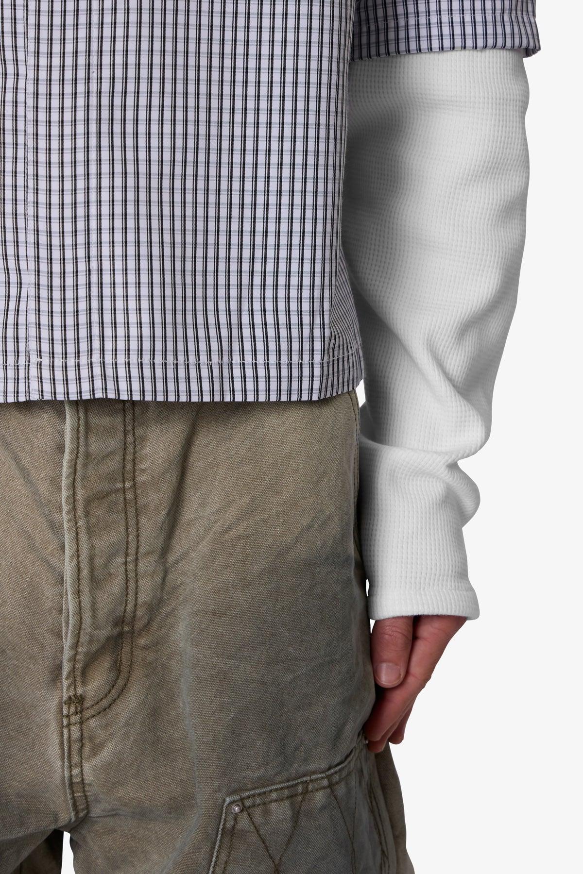 Poplin Thermal Cropped Shirt - Black/White Product Image
