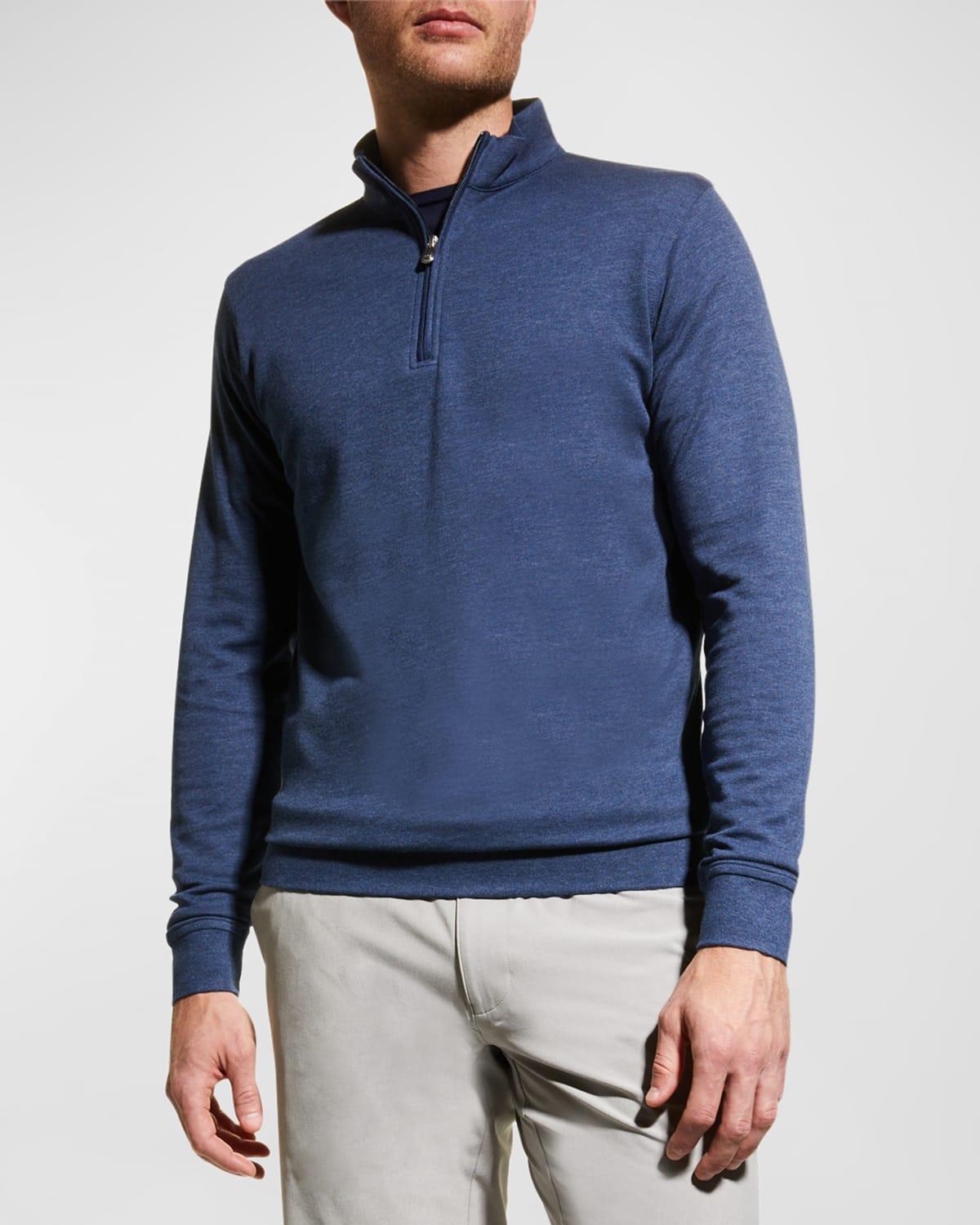 Peter Millar Mens Georgia National Champion Crown Comfort Interlock Quarter-Zip | Color: Iron | Size: S | UGA Product Image
