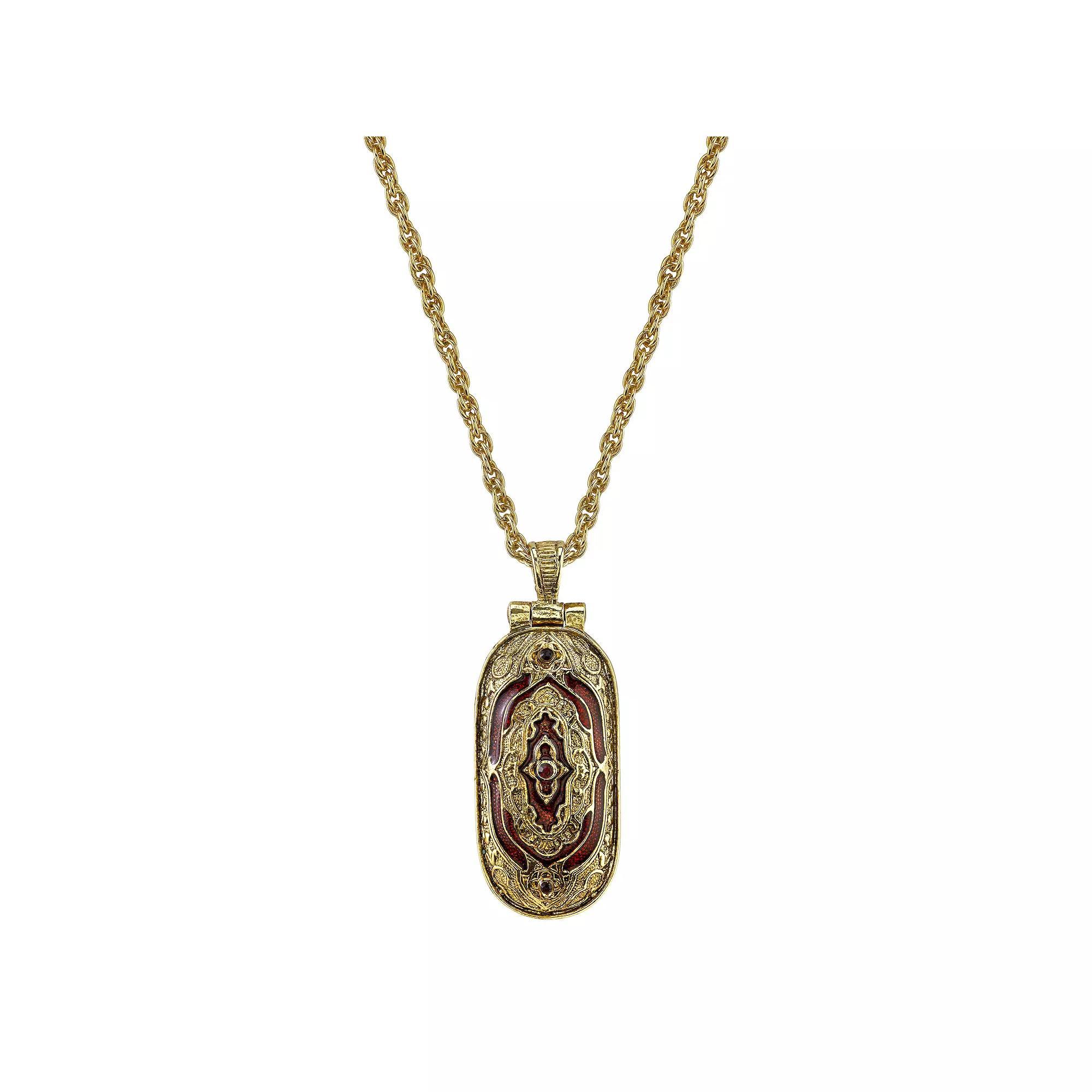 Symbols of Faith Enamel Enclosed Crucifix Pendant Necklace, Womens, Red Product Image