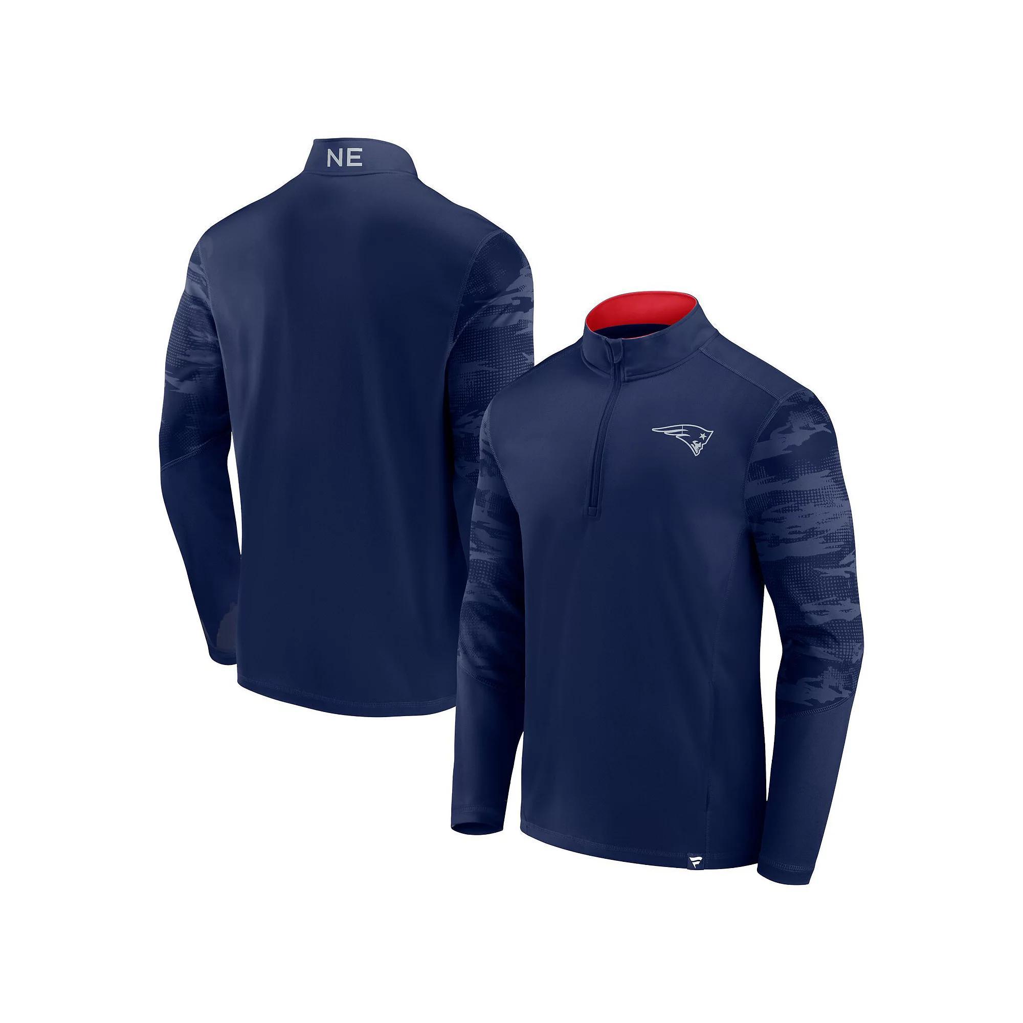 Men's Fanatics Branded College Navy Seattle Seahawks Ringer Quarter-Zip Jacket, Size: 3XL, Blue Product Image