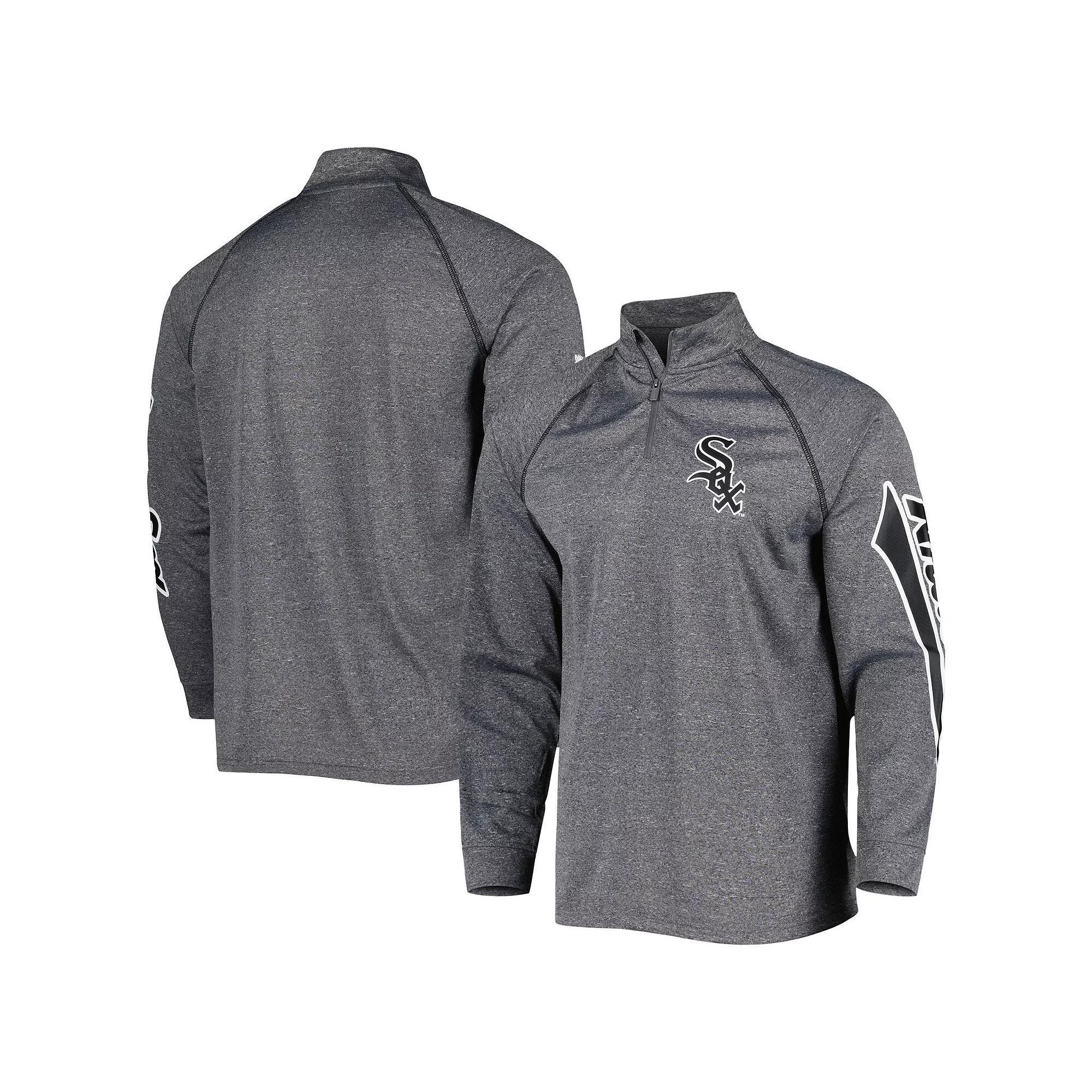 Mens Stitches Heather Gray Chicago White Sox Wordmark Raglan Quarter-Zip Top Product Image