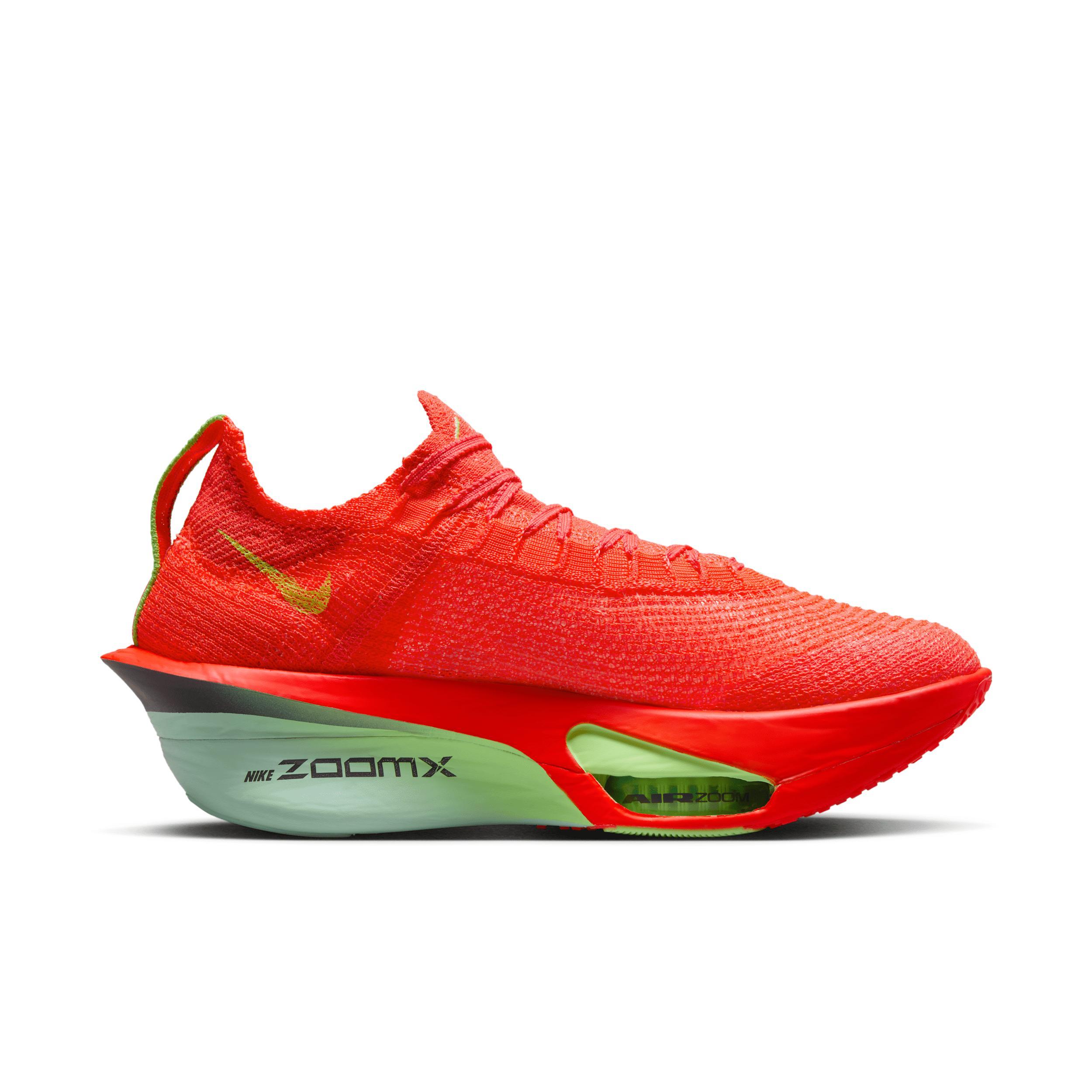 Nike Womens Air Zoom Alphafly 3 Running Shoes in Bright Crimson/Cave Purple/Lime Blast Product Image