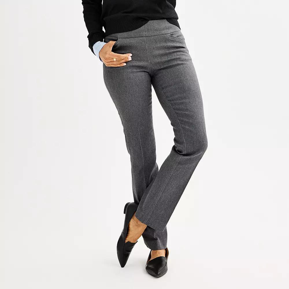 Women's Croft & Barrow® Effortless Stretch Pull-On Bootcut Pants, Size: 6 T/Large, Grey Gray Product Image