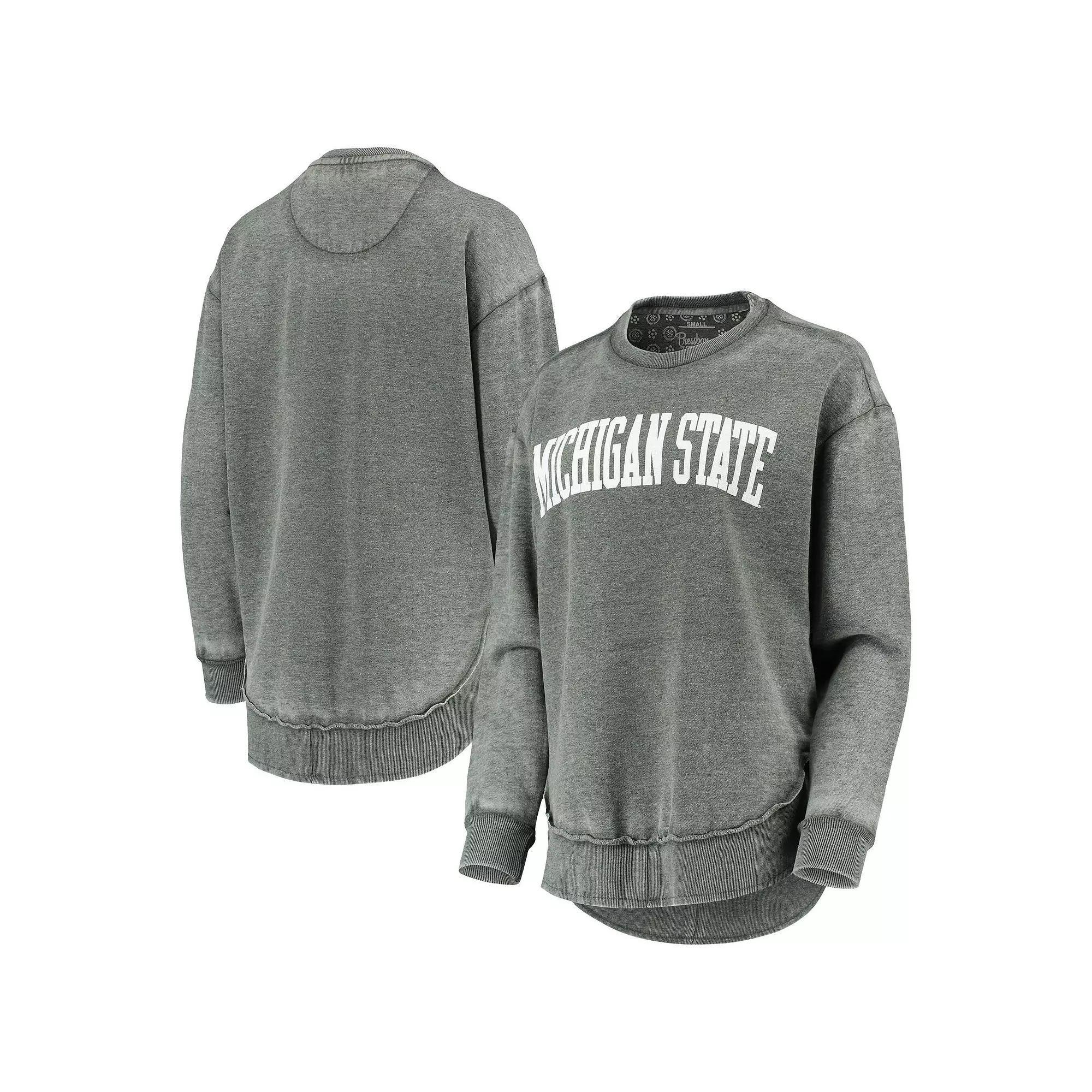 Women's Pressbox Green Michigan State Spartans Vintage Wash Pullover Sweatshirt, Size: Large Product Image