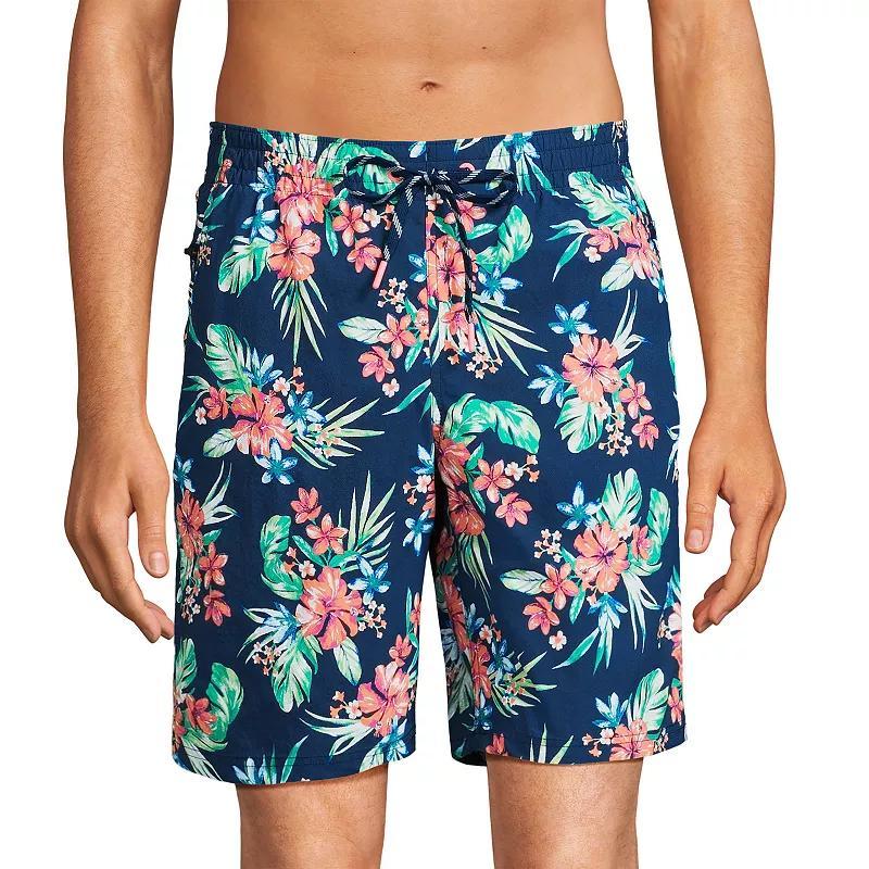 Mens Lands End 9 Swim Trunks Lime Green Colorblock Product Image