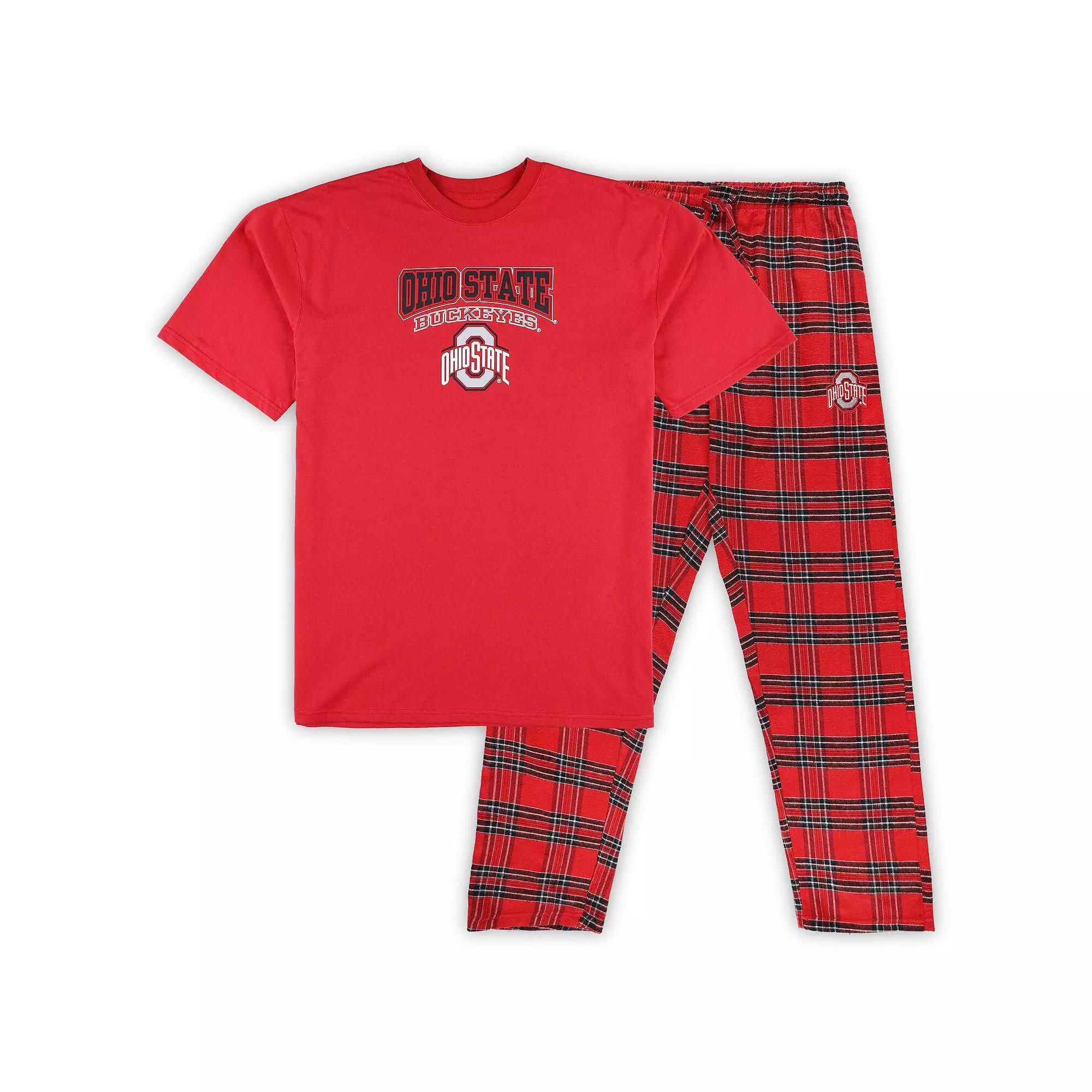 Men's Profile Scarlet/Black Ohio State Buckeyes Big & Tall 2-Pack T-Shirt & Flannel Pants Set, Size: 4XLT, Red Product Image