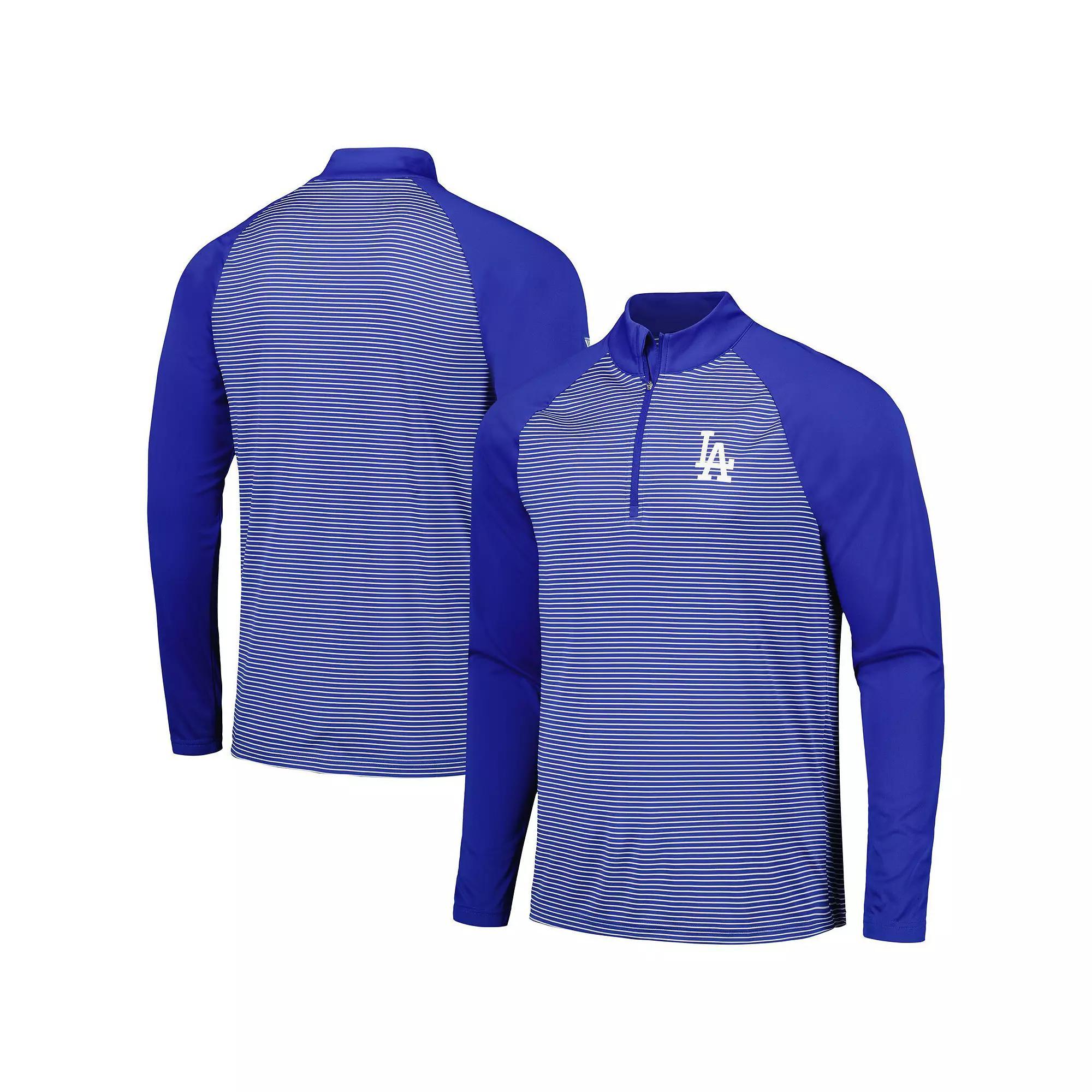Men's Levelwear Royal Los Angeles Dodgers Charter Striped Raglan Quarter-Zip Top, Size: XL, Blue Product Image