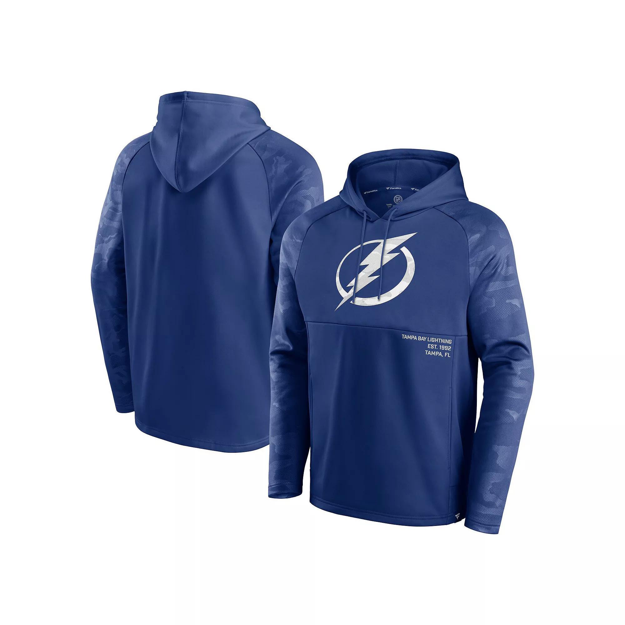 Men's Fanatics Blue Tampa Bay Lightning Shade Defender Raglan Pullover Hoodie, Size: XL, Lgh Blue Product Image