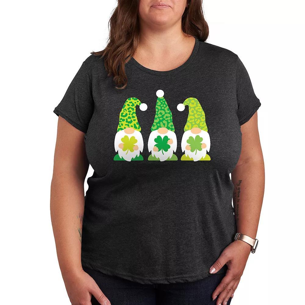 Plus St. Patrick's Day Gnomes Graphic Tee, Women's, Size: 4XL, Heather Grey Product Image