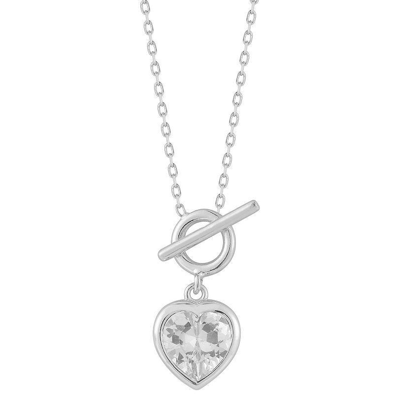 Sunkissed Sterling Cubic Zirconia Heart Toggle Necklace, Women's, Size: 18", Silver Tone White Product Image