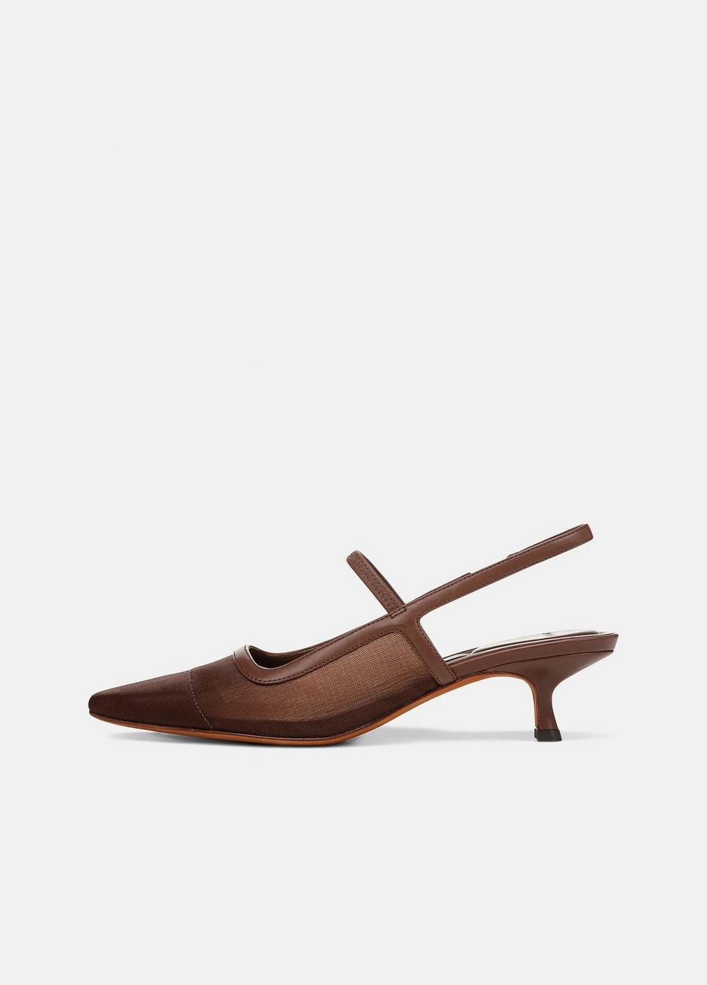 Womens Venice Leather And Mesh Slingback Kitten Heel, Birch Sand, Size 8.5 Vince Product Image