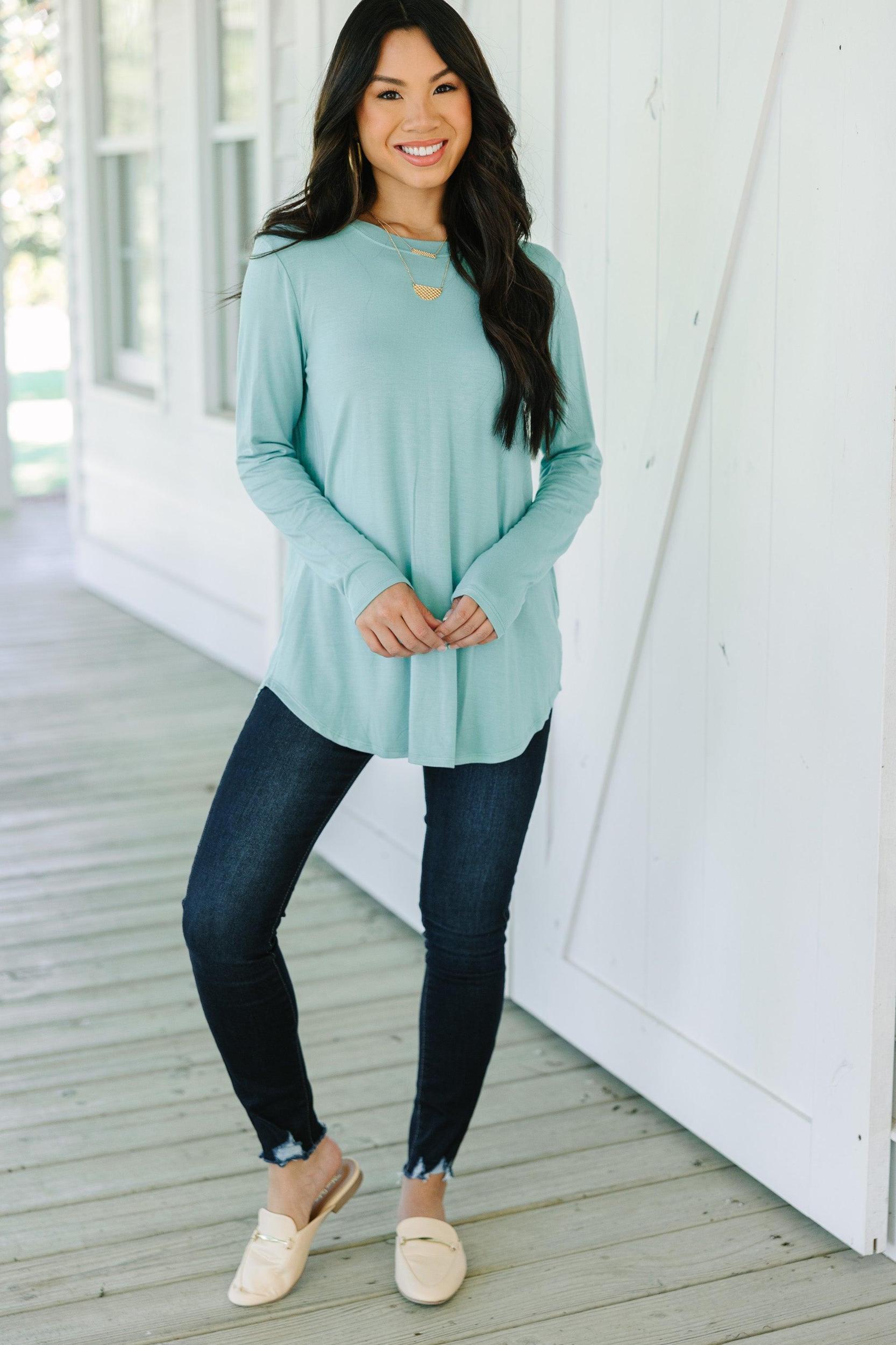 Won't Let You Down Light Sage Green Classic Top Female Product Image