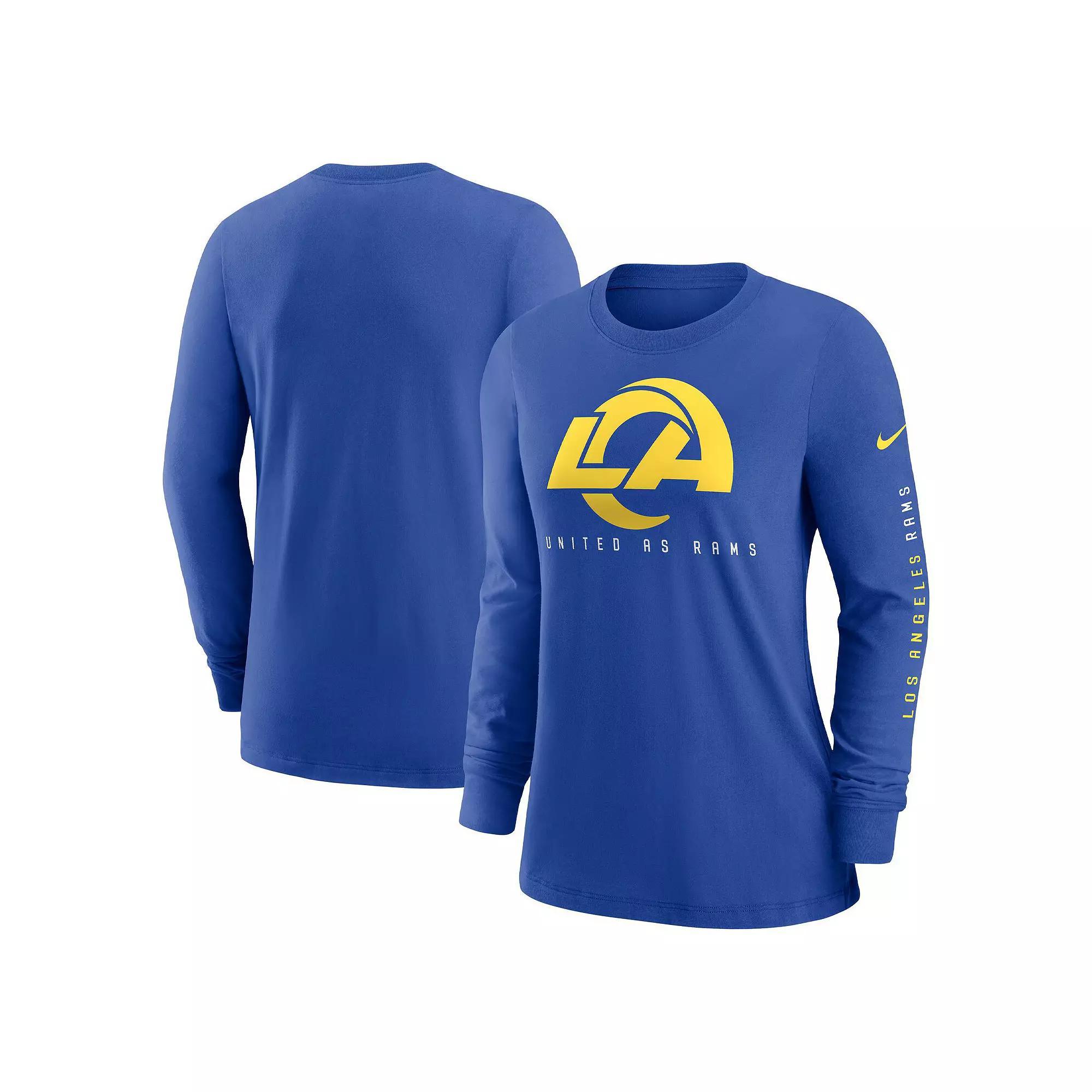 Womens Nike Royal Los Angeles Rams Prime Split Long Sleeve T-Shirt Product Image