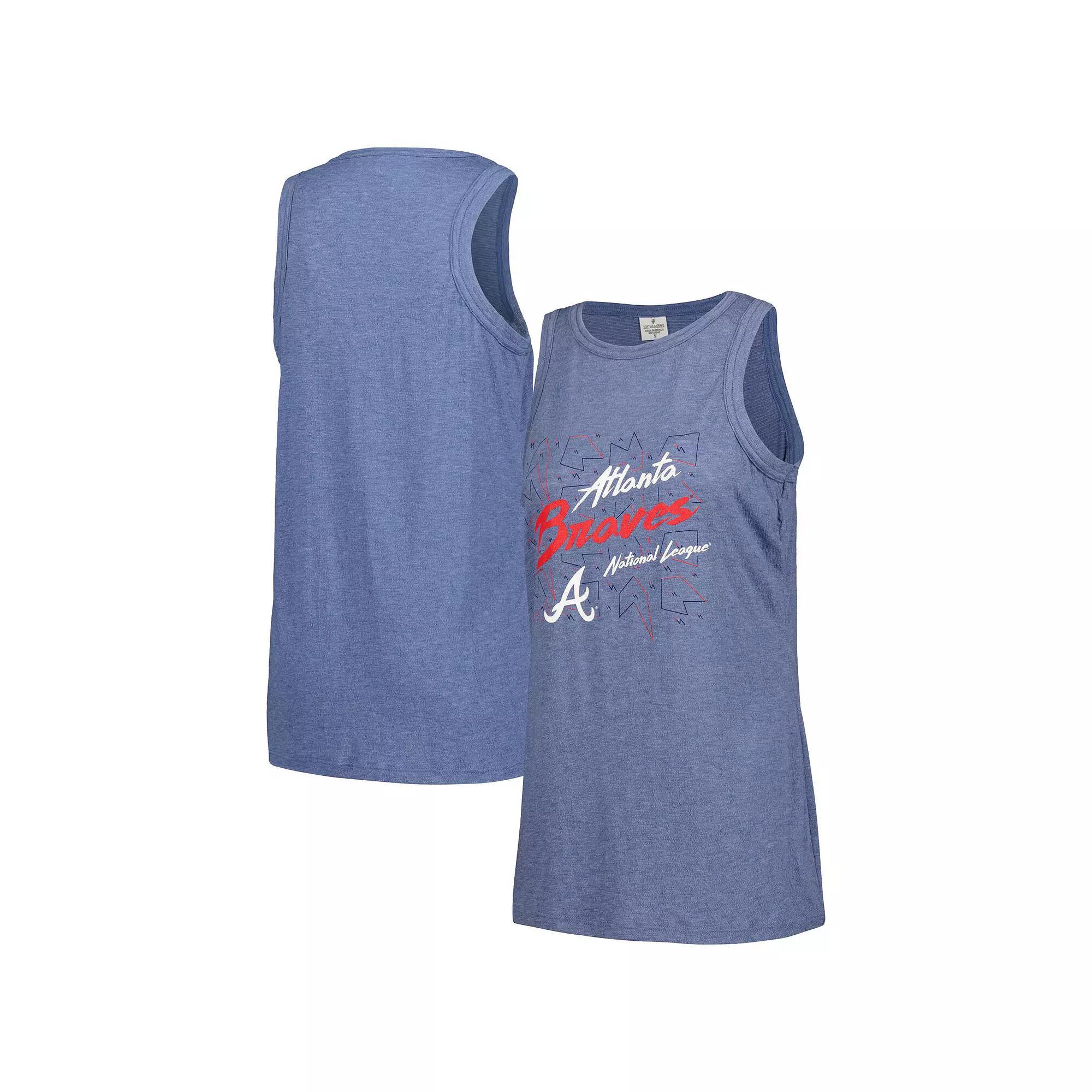 Women's Soft as a Grape Navy Atlanta Braves Gauze High Neck Tank Top, Size: Large, Blue Product Image