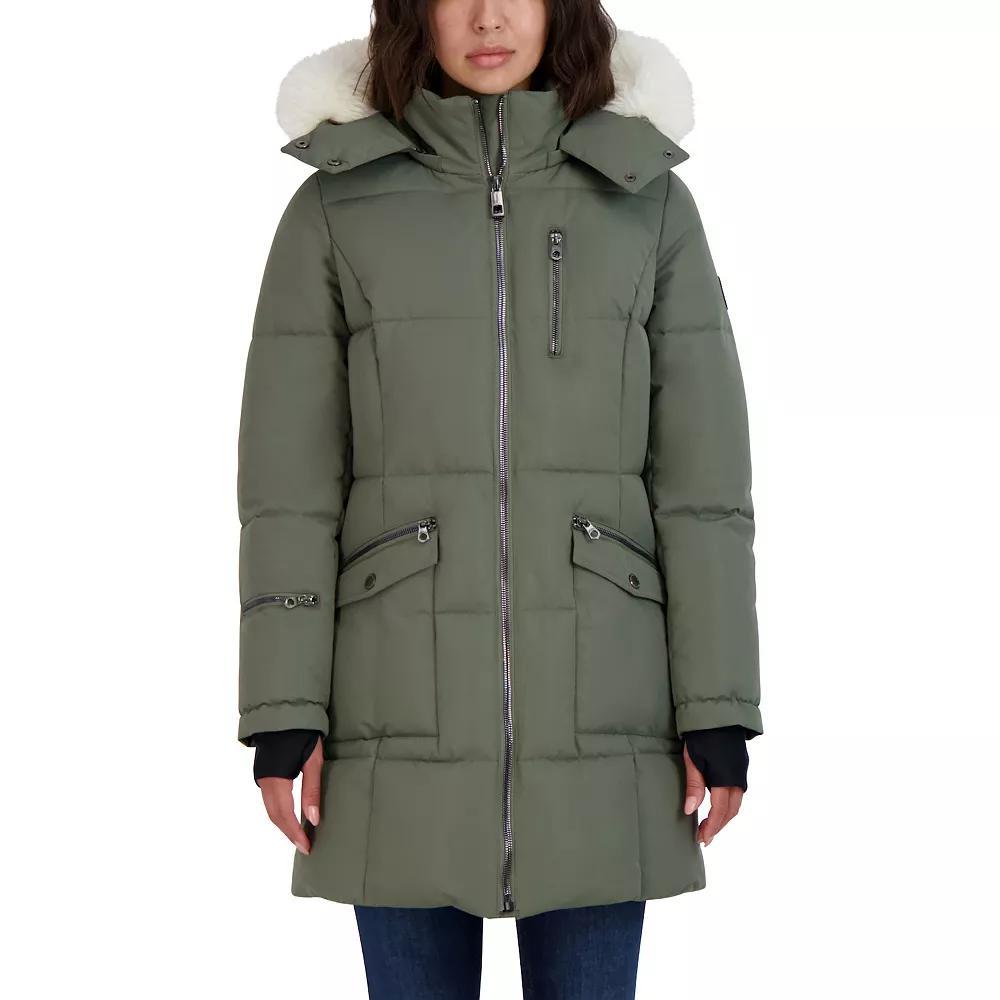 Womens Nautica Faux Fur Trim Hooded Heavyweight Long Puffer Jacket, Girls Product Image