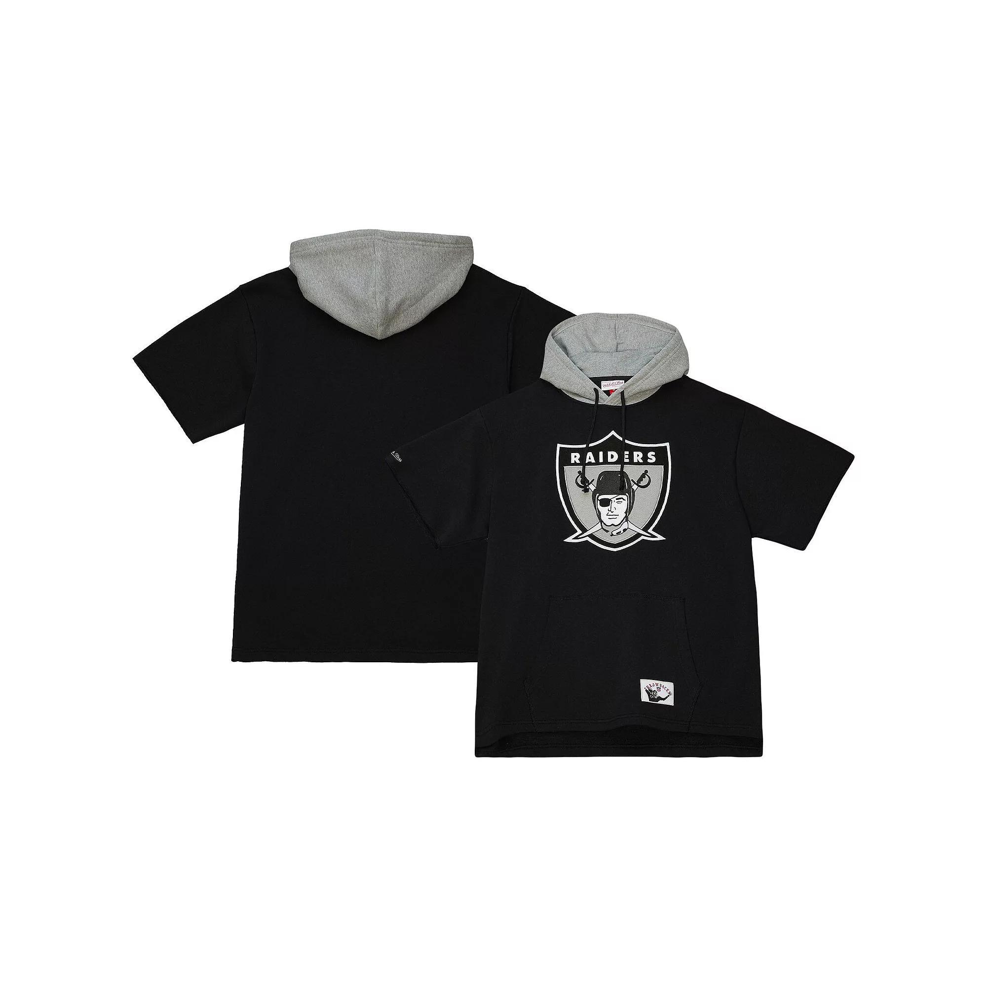 Men's Mitchell & Ness Black Las Vegas Raiders Postgame Short Sleeve Hoodie, Size: Medium, Lvr Black Product Image