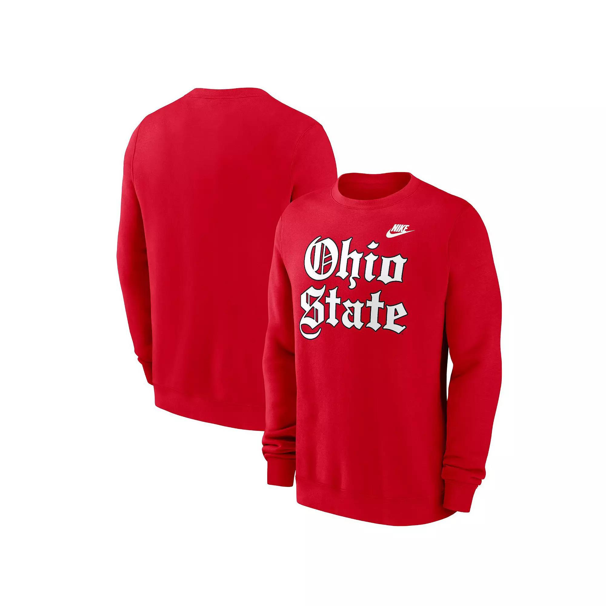 Men's Nike Scarlet Ohio State Buckeyes Old English Fleece Sweatshirt, Size: Small, Red Product Image