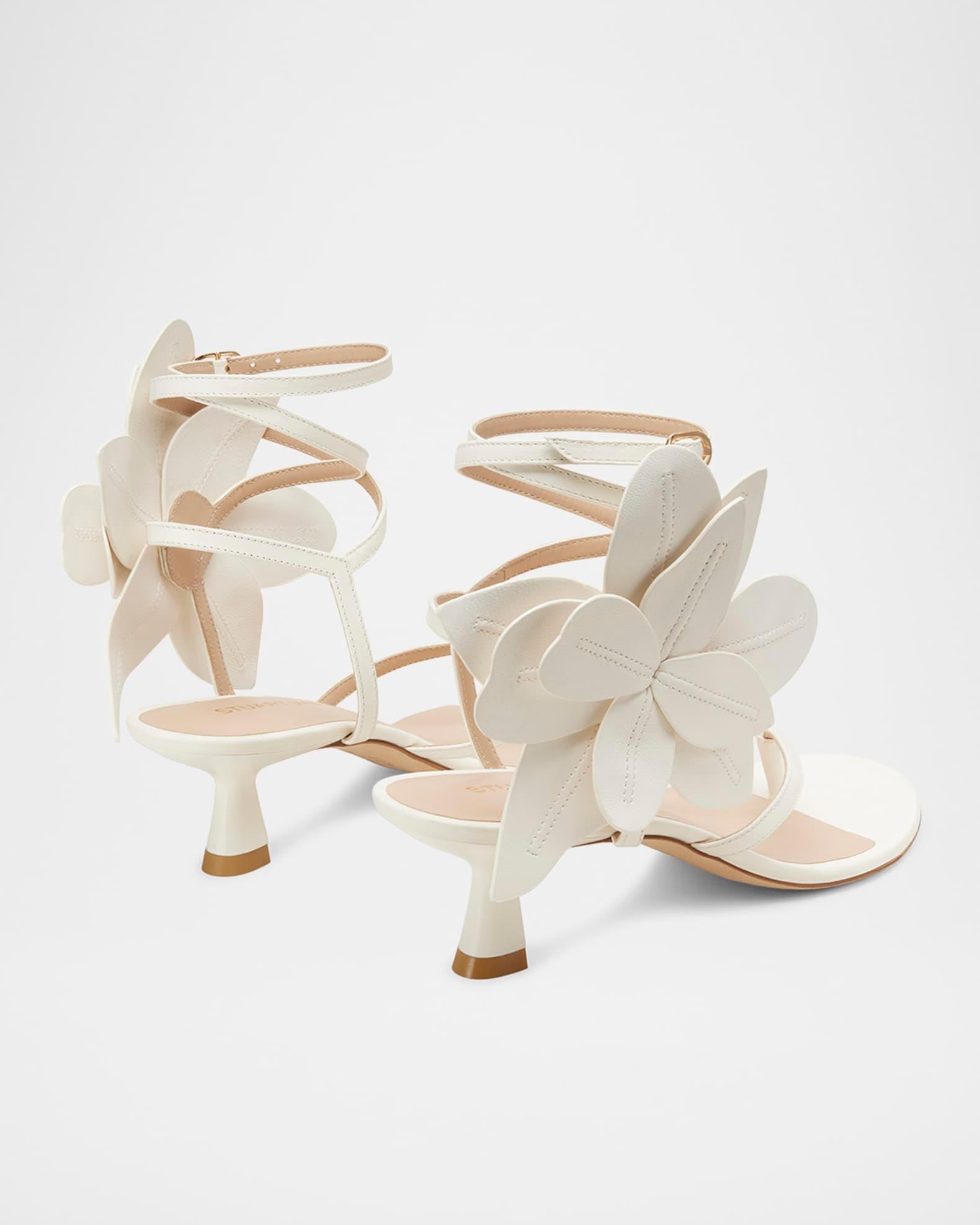 Paradise 50 Flower Leather Kitten Sandals  Product Image