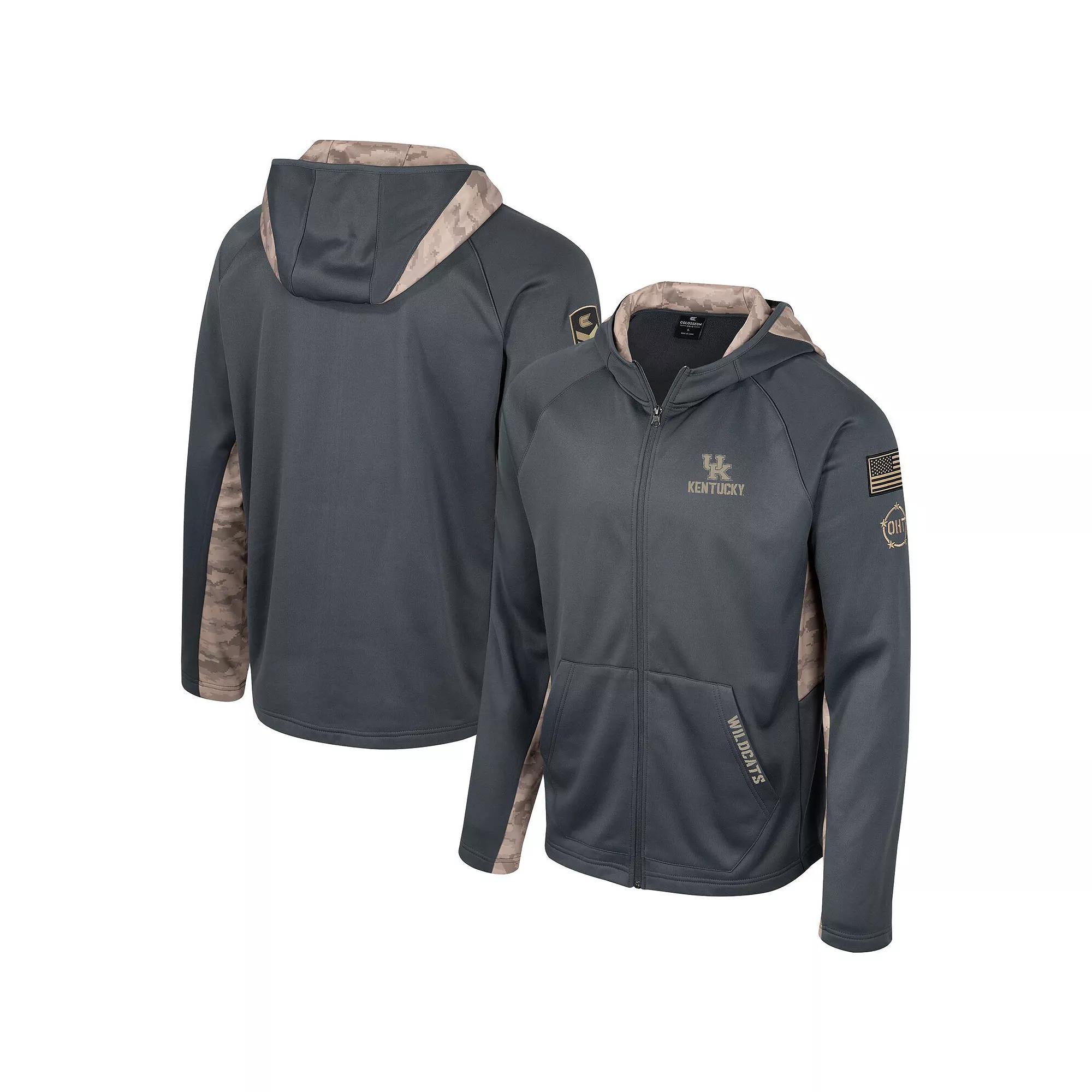 Men's Colosseum Charcoal Iowa Hawkeyes OHT Military Appreciation Camo Raglan Full-Zip Hoodie, Size: Small Product Image
