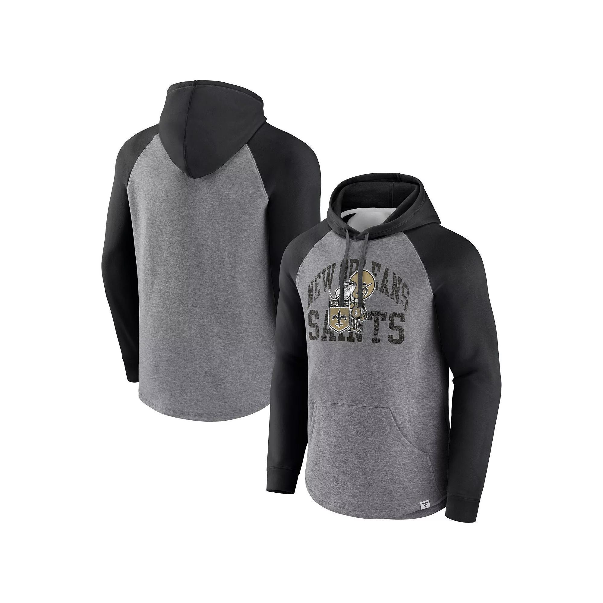 Men's Fanatics Branded Heather Gray New Orleans Saints Favorite Arch Raglan Pullover Hoodie, Size: XL, Grey Product Image