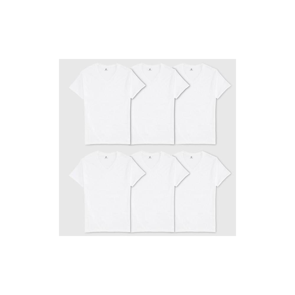 Hanes Men's 6pk V-Neck T-Shirt - White Product Image