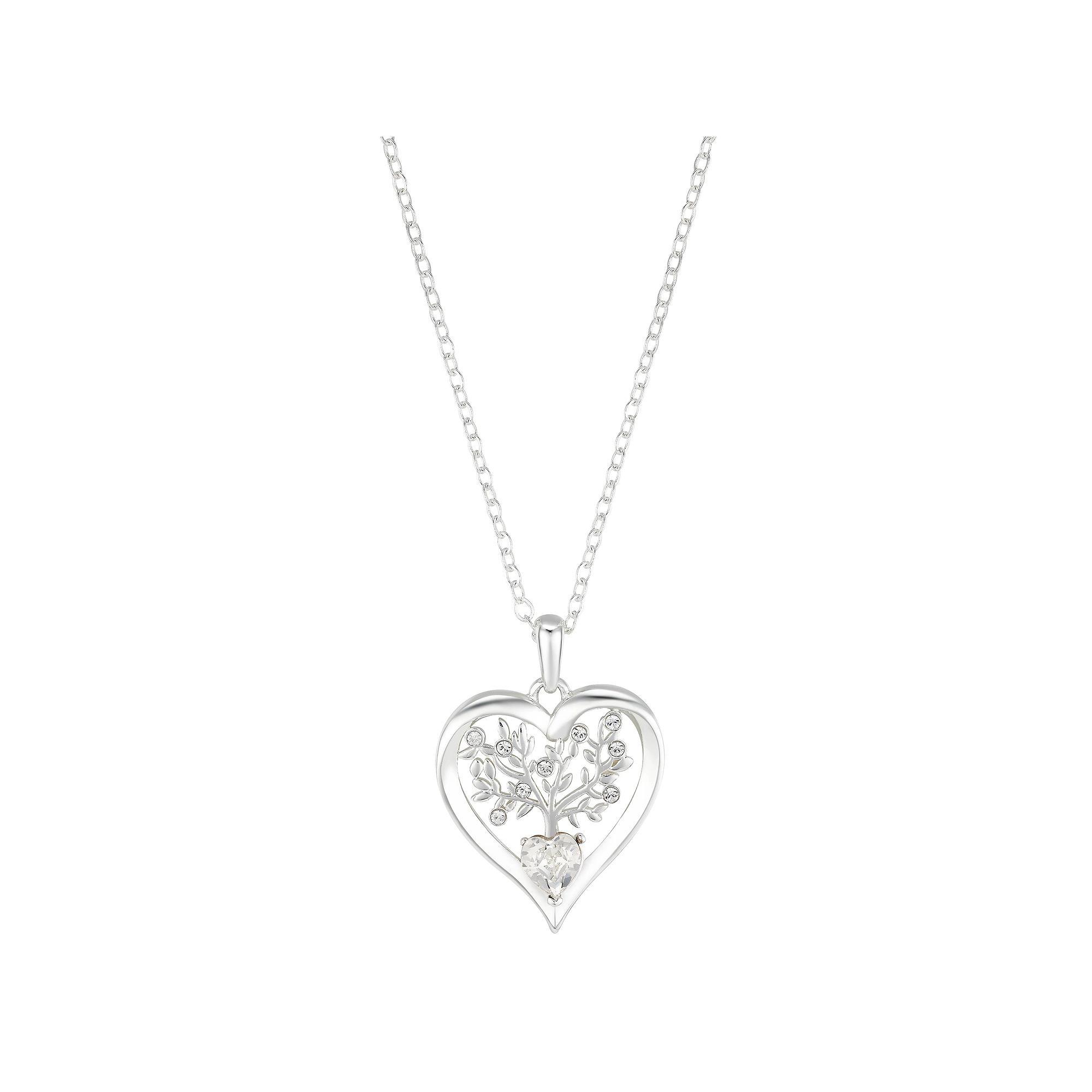 Brilliance Preciosa Crystal Family Tree Heart Necklace, Women's, Size: 18", Silver Tone Product Image