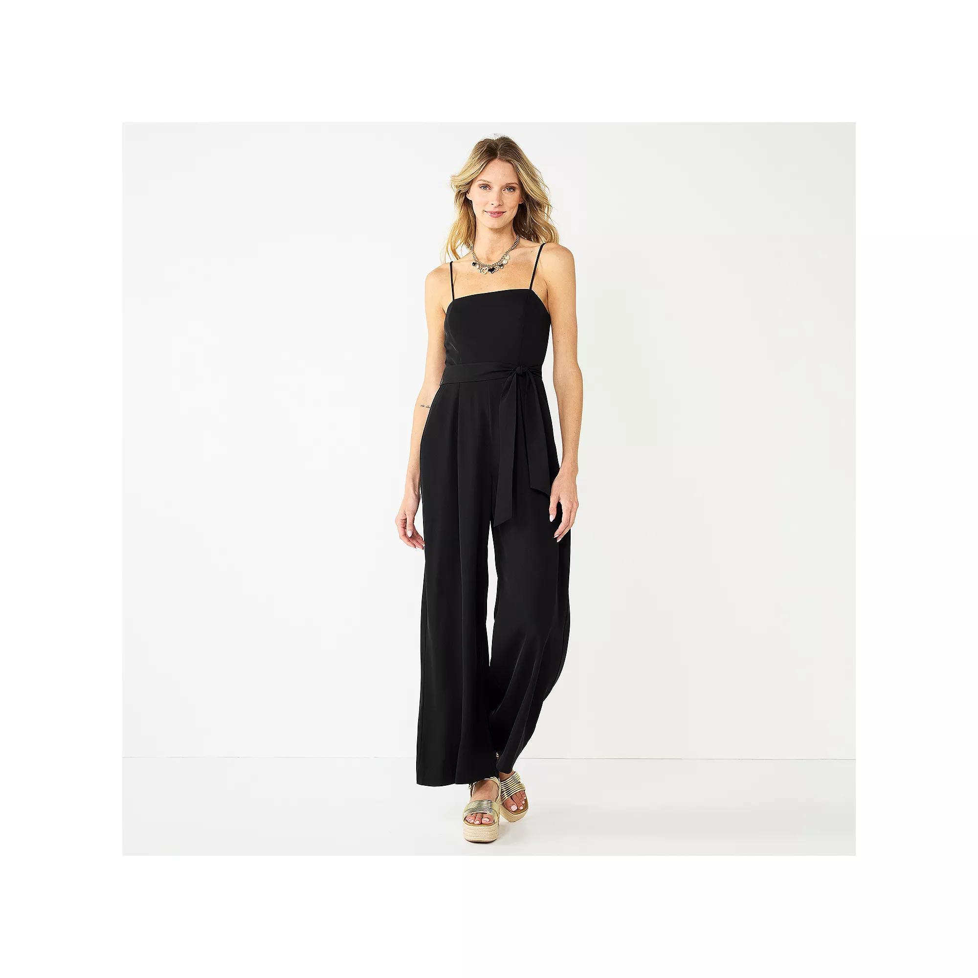 Women's Nine West Wide-Leg Jumpsuit, Size: Small, Mineral Black Product Image