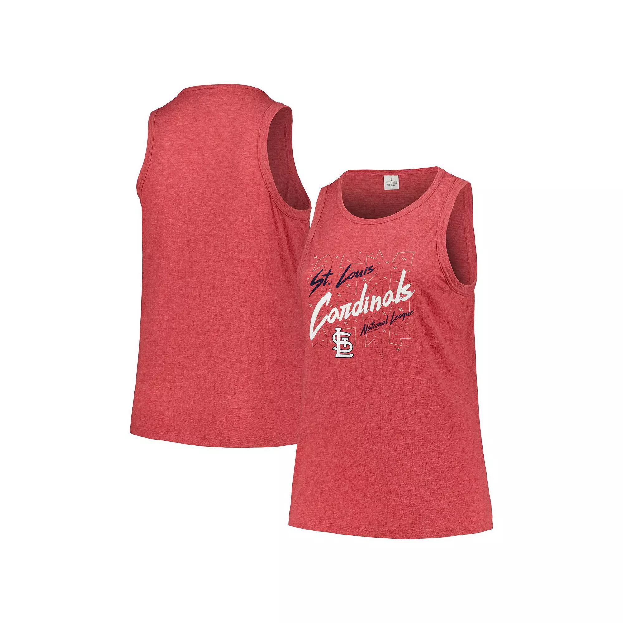 Women's Soft as a Grape Red St. Louis Cardinals Plus Size Curvy High Neck Tri-Blend Tank Top, Size: 1XL Product Image