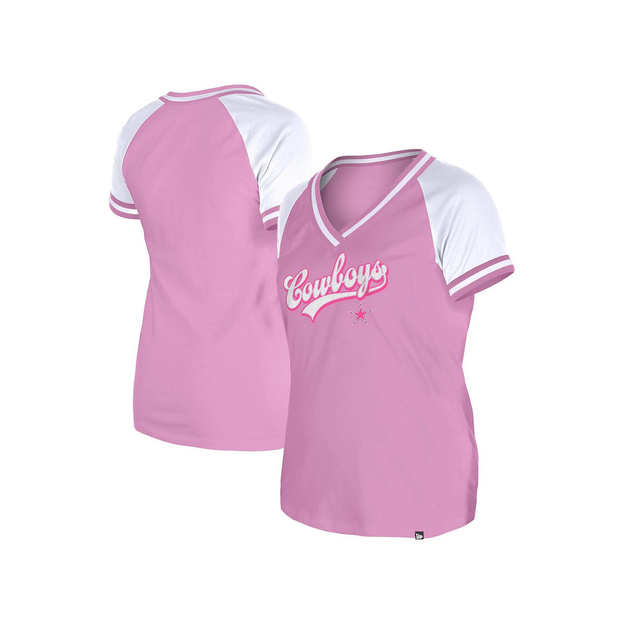 Women's New Era Pink Chicago Bears Color Multiplier V-Neck T-Shirt, Size: Medium Product Image