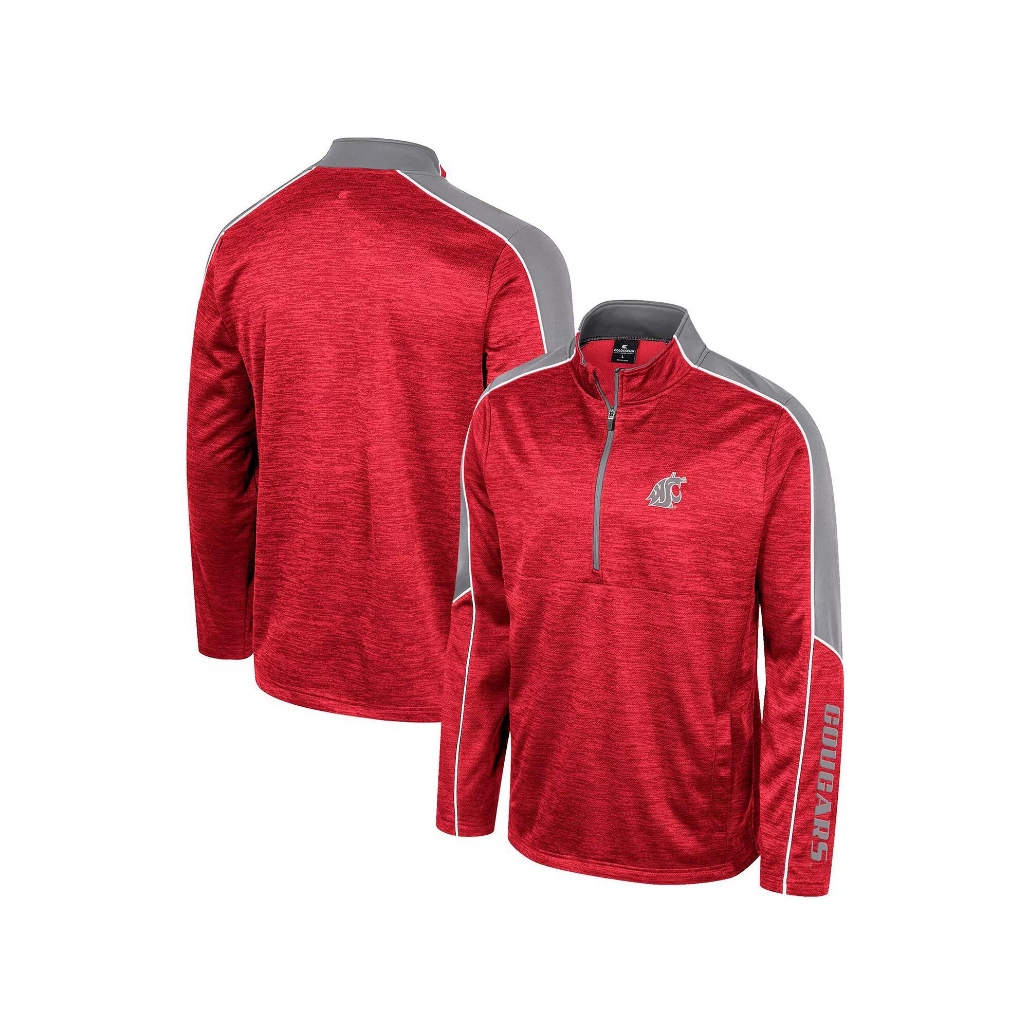 Men's Colosseum Cardinal Washington State Cougars Marled Half-Zip Jacket, Size: XL, Wsc Red Product Image