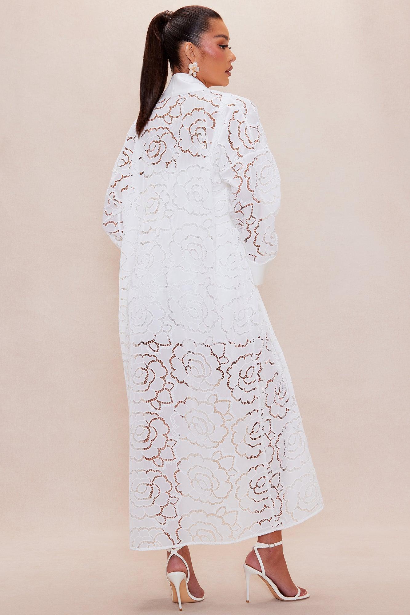 Carolina Embroidered Kimono  - White Product Image