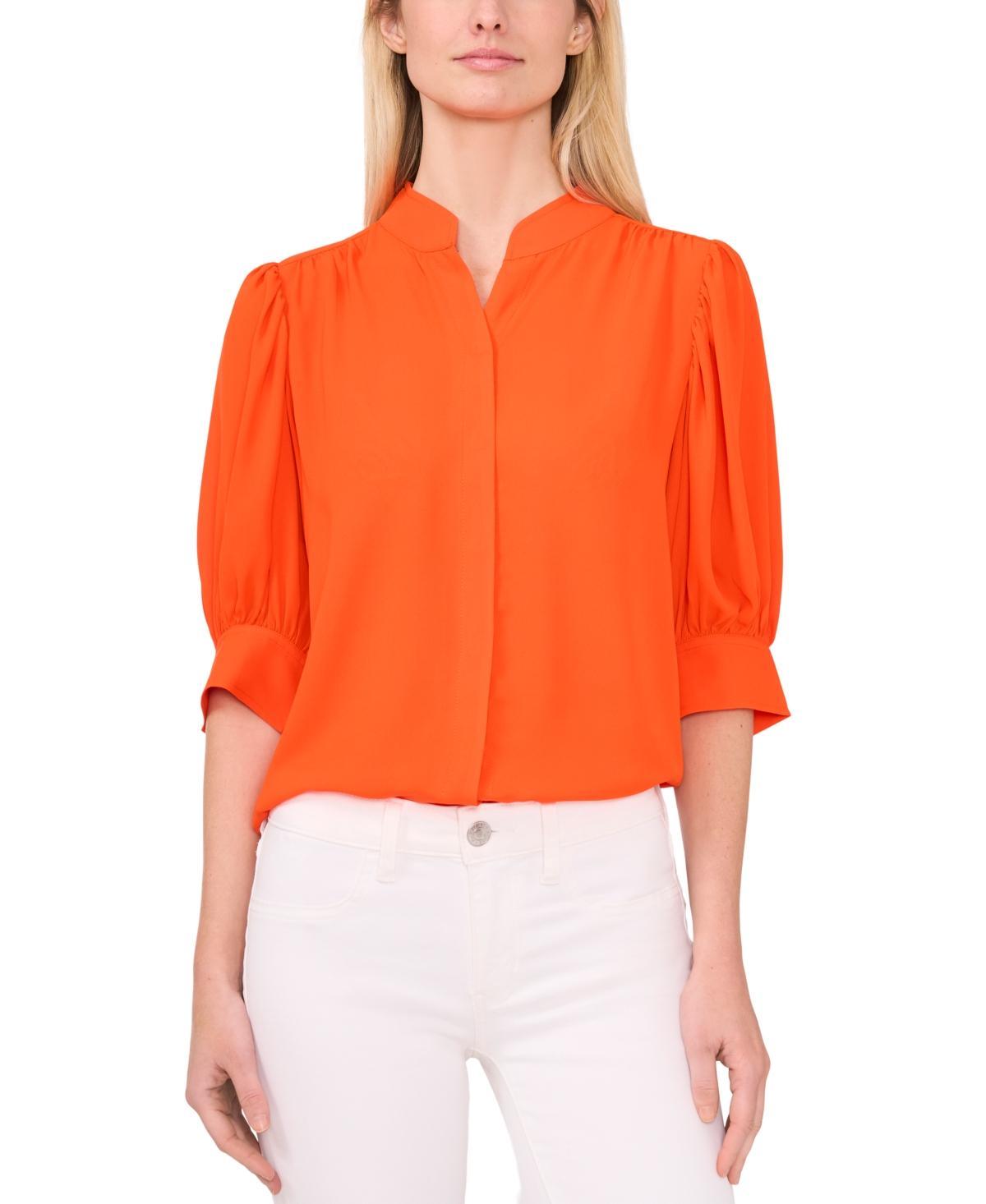 CeCe Elbow Sleeve Open Collar Blouse (New Ivory) Women's Clothing Product Image
