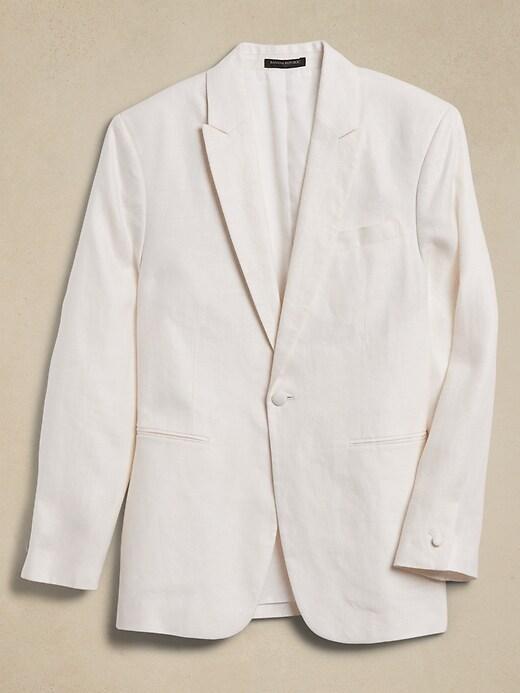 Tailored-Fit Pure Linen Tuxedo Suit Jacket Product Image