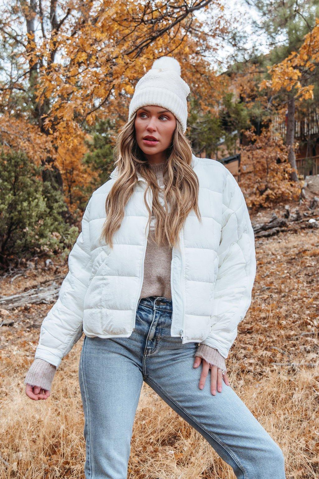 White Zip Up Puffer Jacket - FINAL SALE Product Image