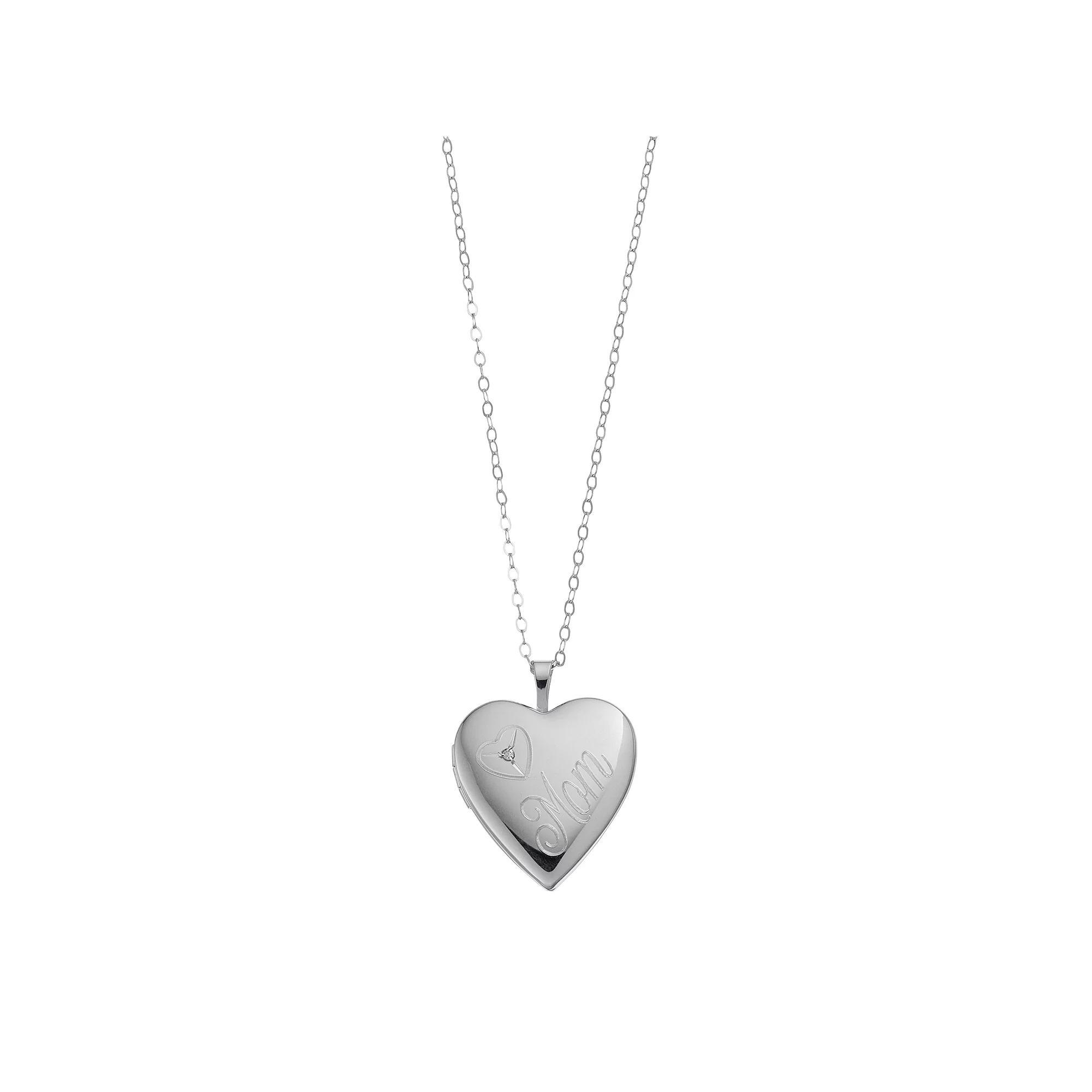 Sterling Silver "Mom" Heart Locket Pendant Necklace, Women's, Size: 18" Product Image